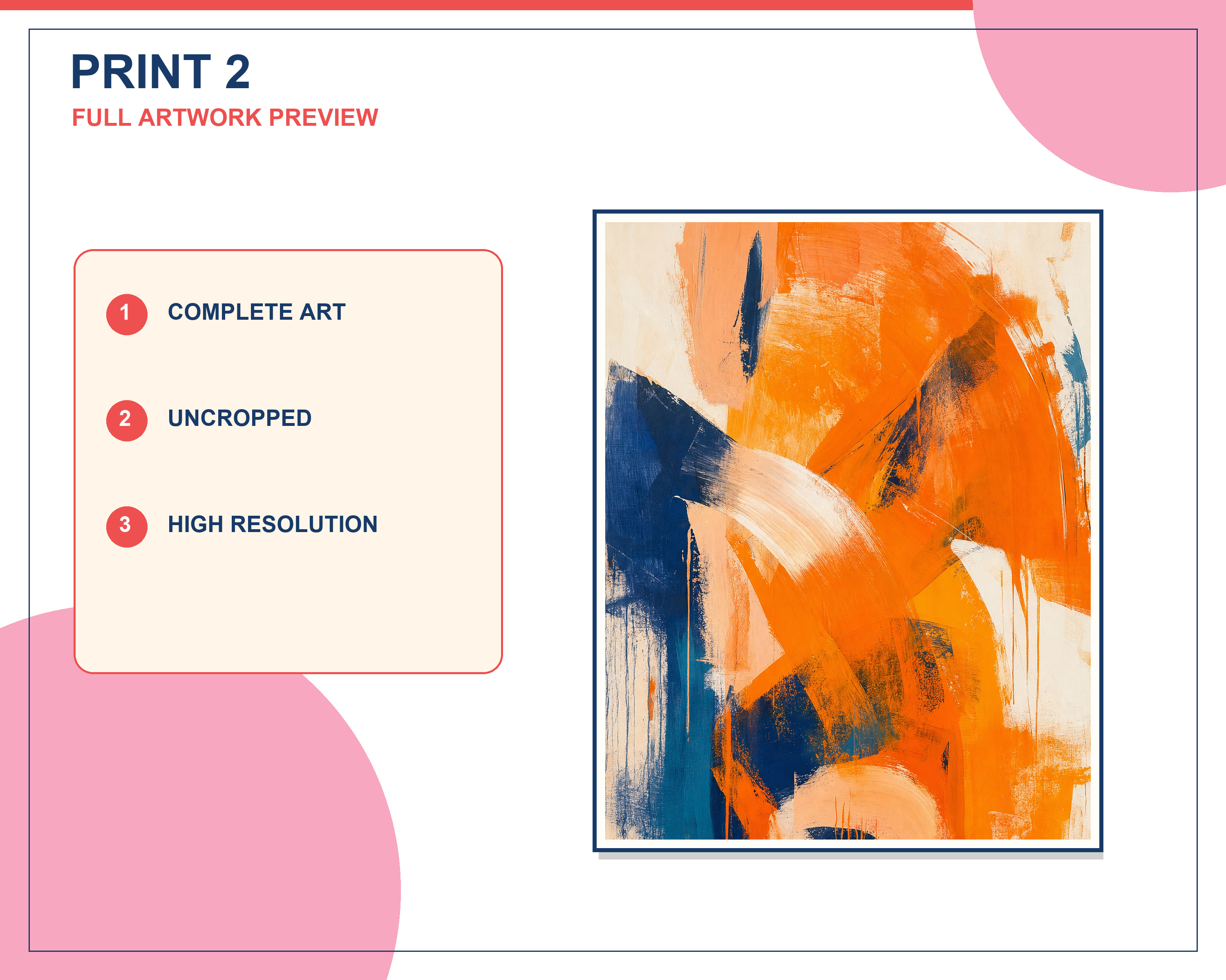 Exactly three printable artworks displayed in an angled contemporary living room