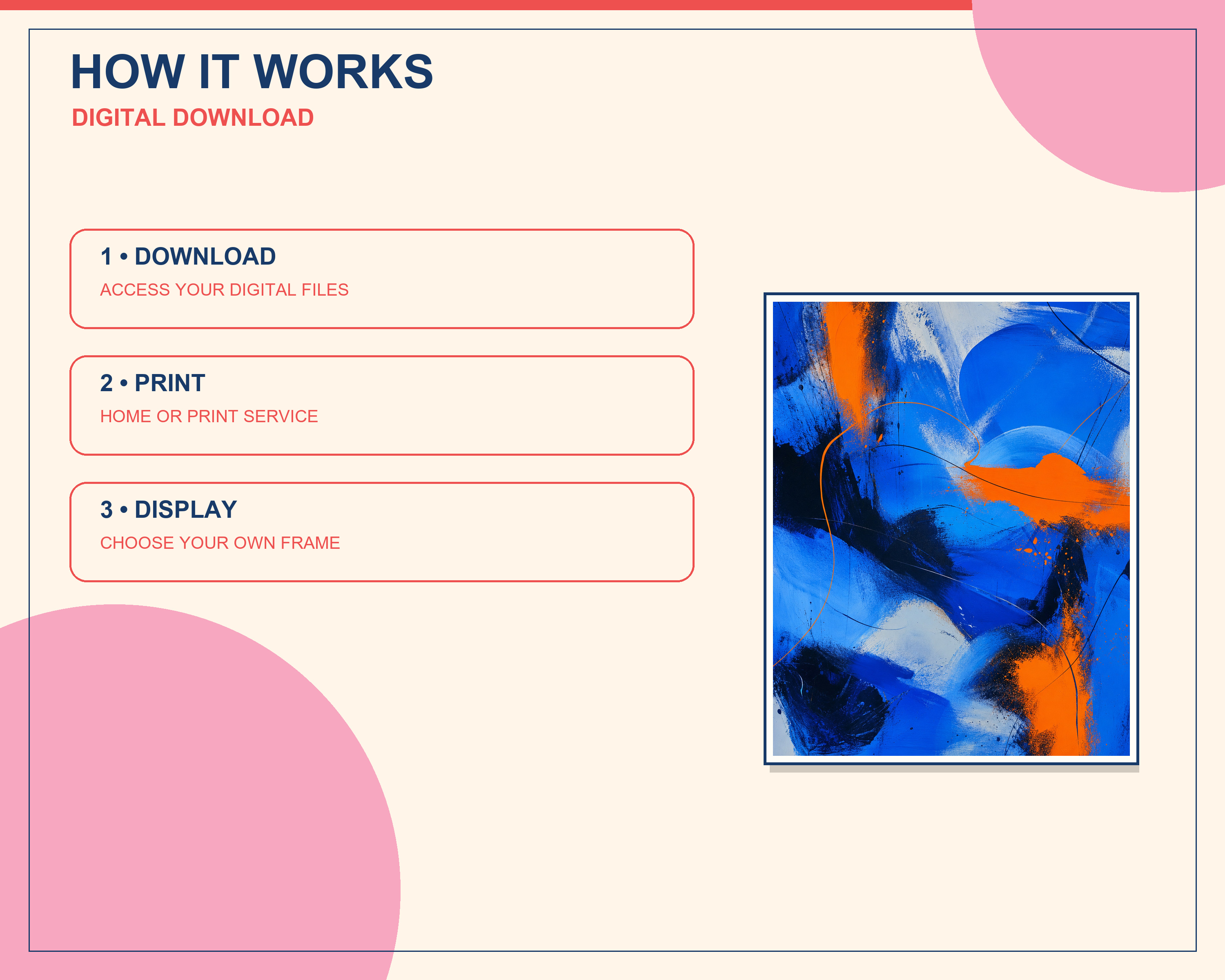 Three steps for downloading and printing the artwork
