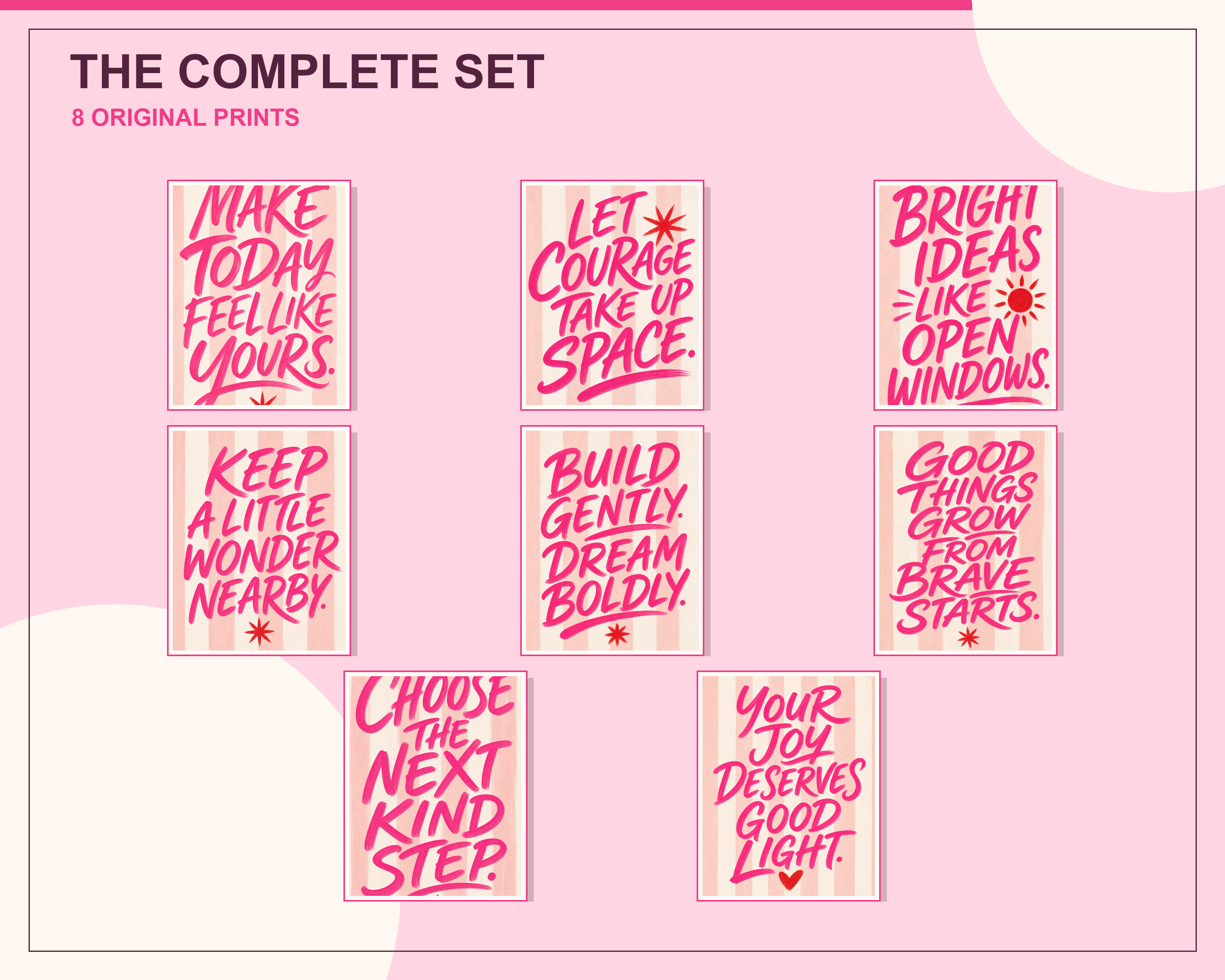 Complete eight-print original typography collection
