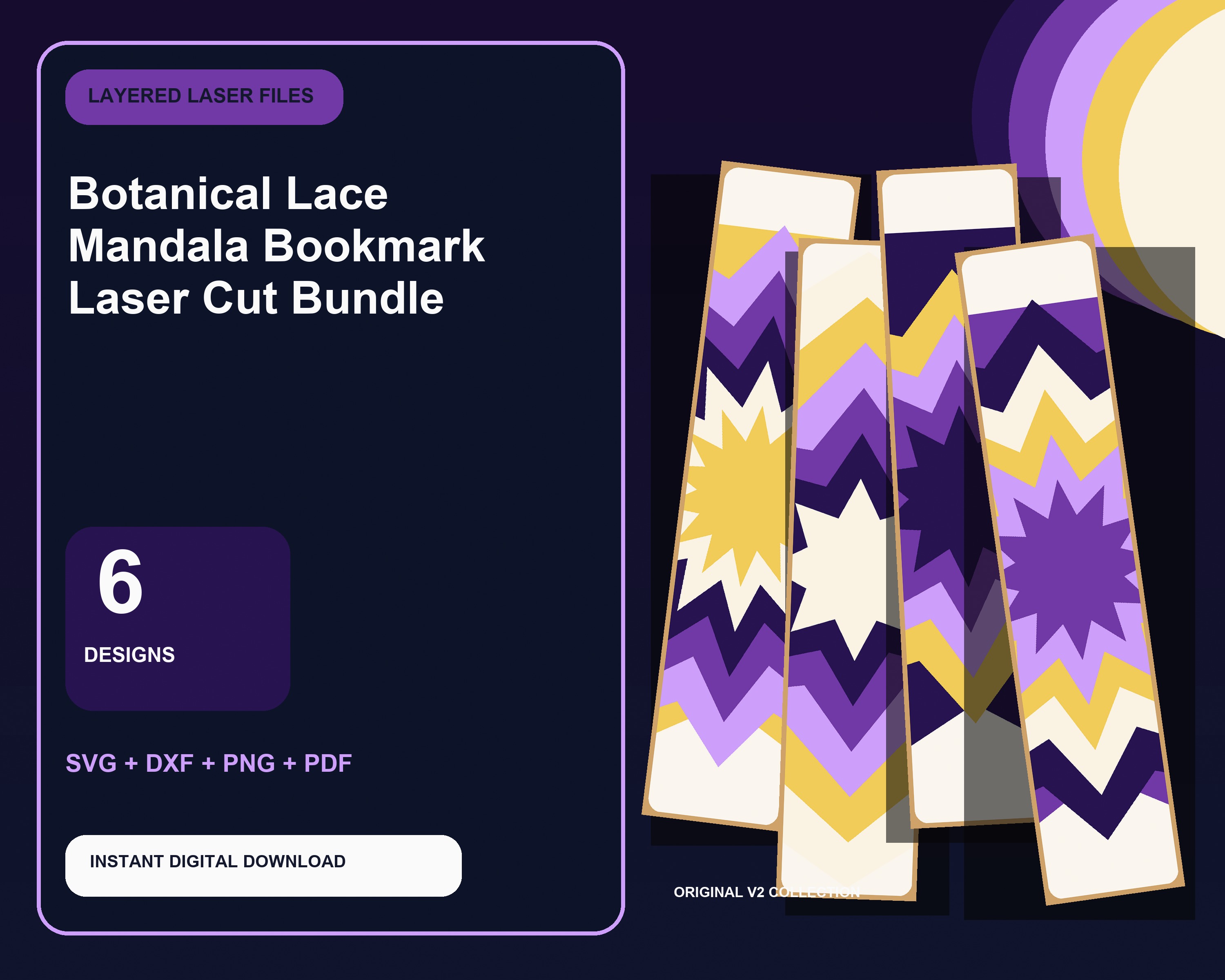 Botanical Lace Mandala Bookmark Laser Cut Bundle - premium digital bundle preview 1 of 10