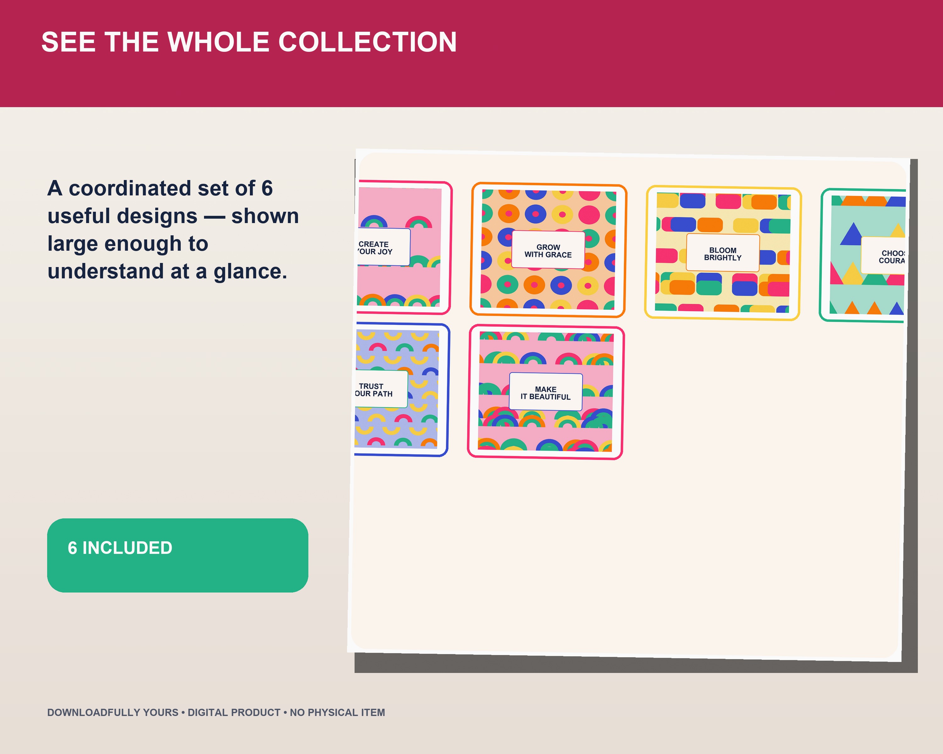 Bold Bloom Floral Affirmation Tumbler Wrap Bundle - premium digital bundle preview 2 of 10