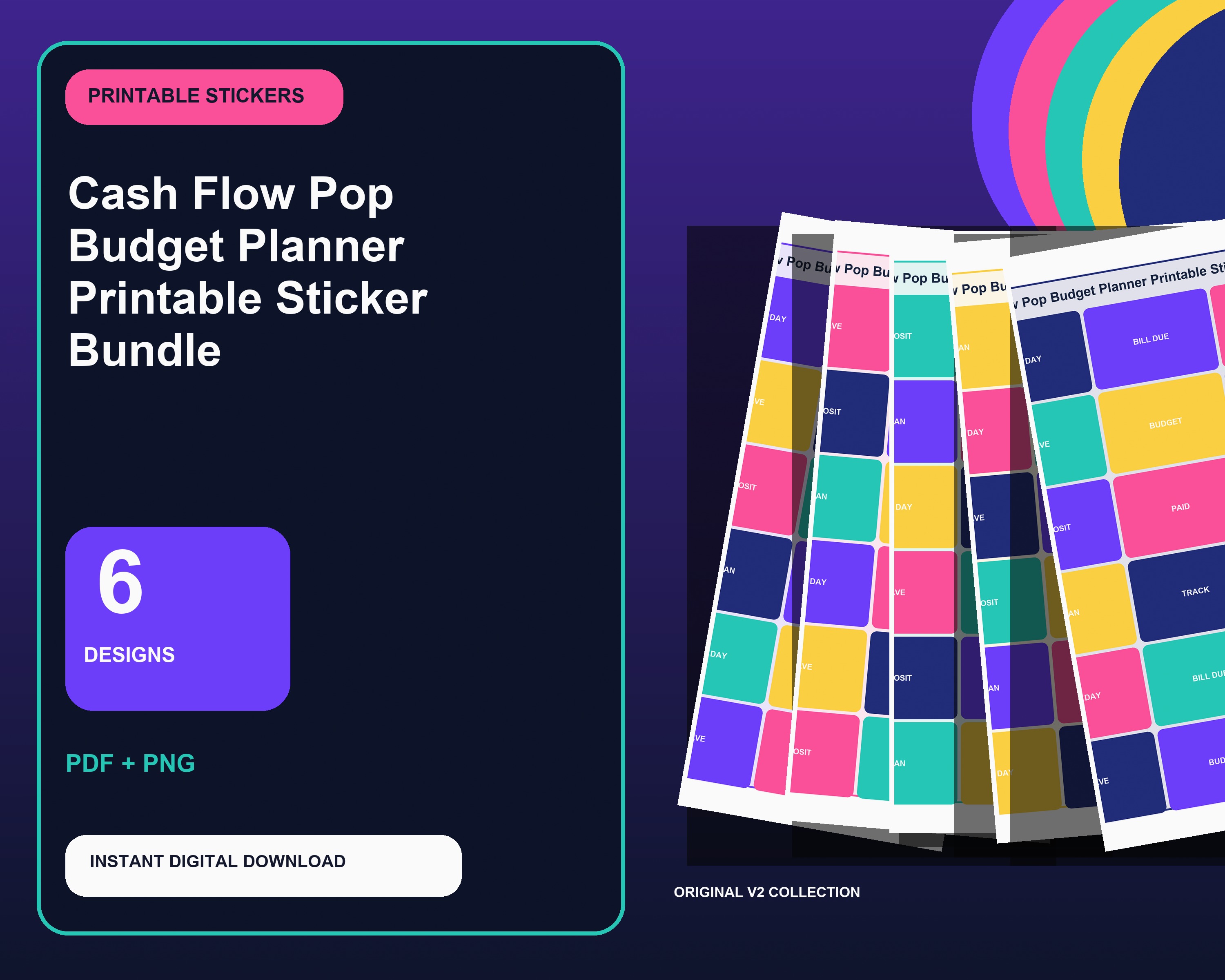 Cash Flow Pop Budget Planner Printable Sticker Bundle - premium digital bundle preview 1 of 10