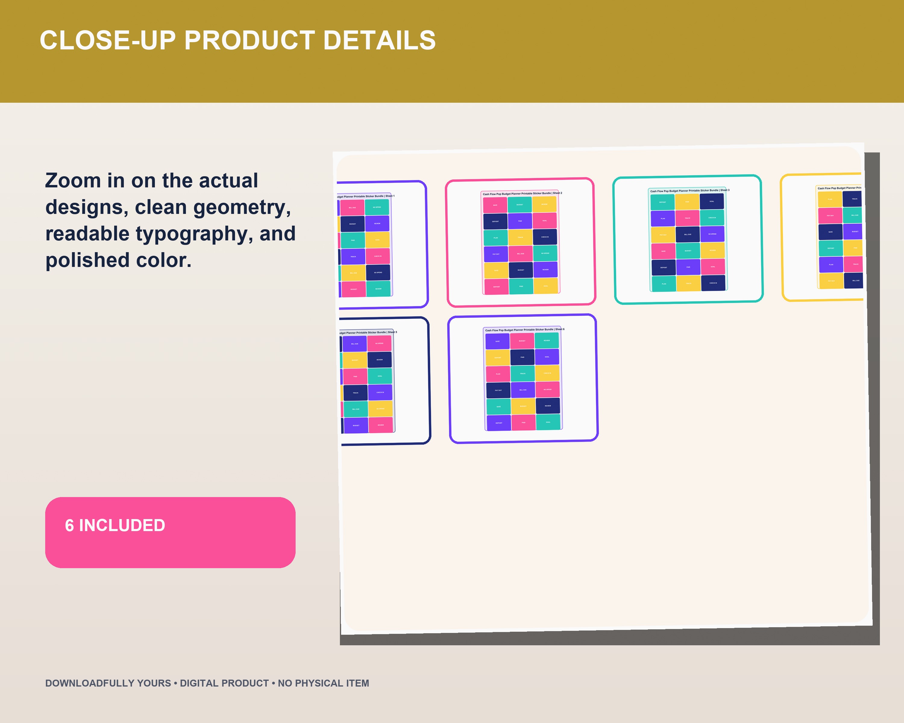 Cash Flow Pop Budget Planner Printable Sticker Bundle - premium digital bundle preview 5 of 10