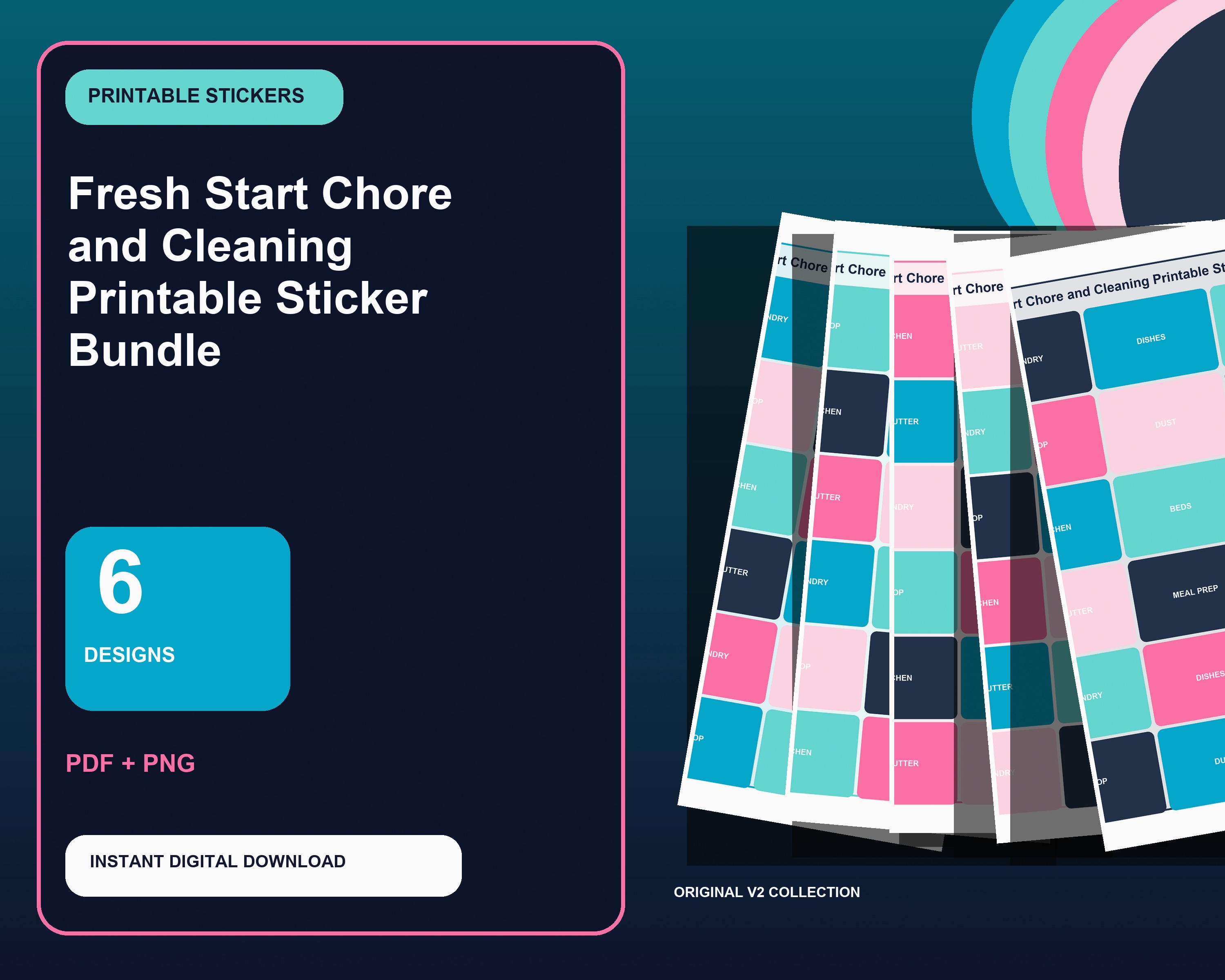 Fresh Start Chore and Cleaning Printable Sticker Bundle - premium digital bundle preview 1 of 10