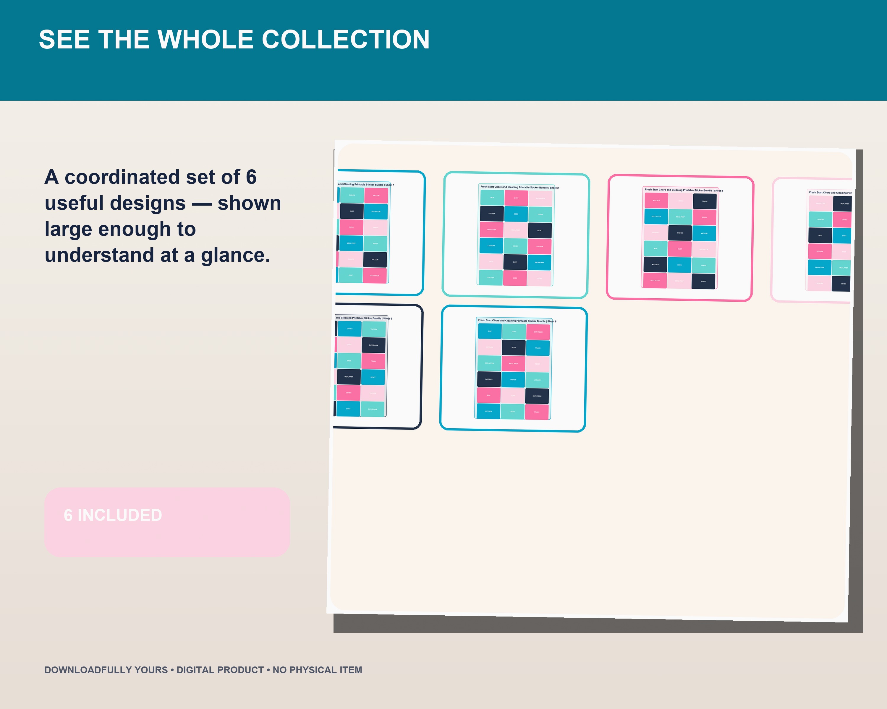 Fresh Start Chore and Cleaning Printable Sticker Bundle - premium digital bundle preview 2 of 10