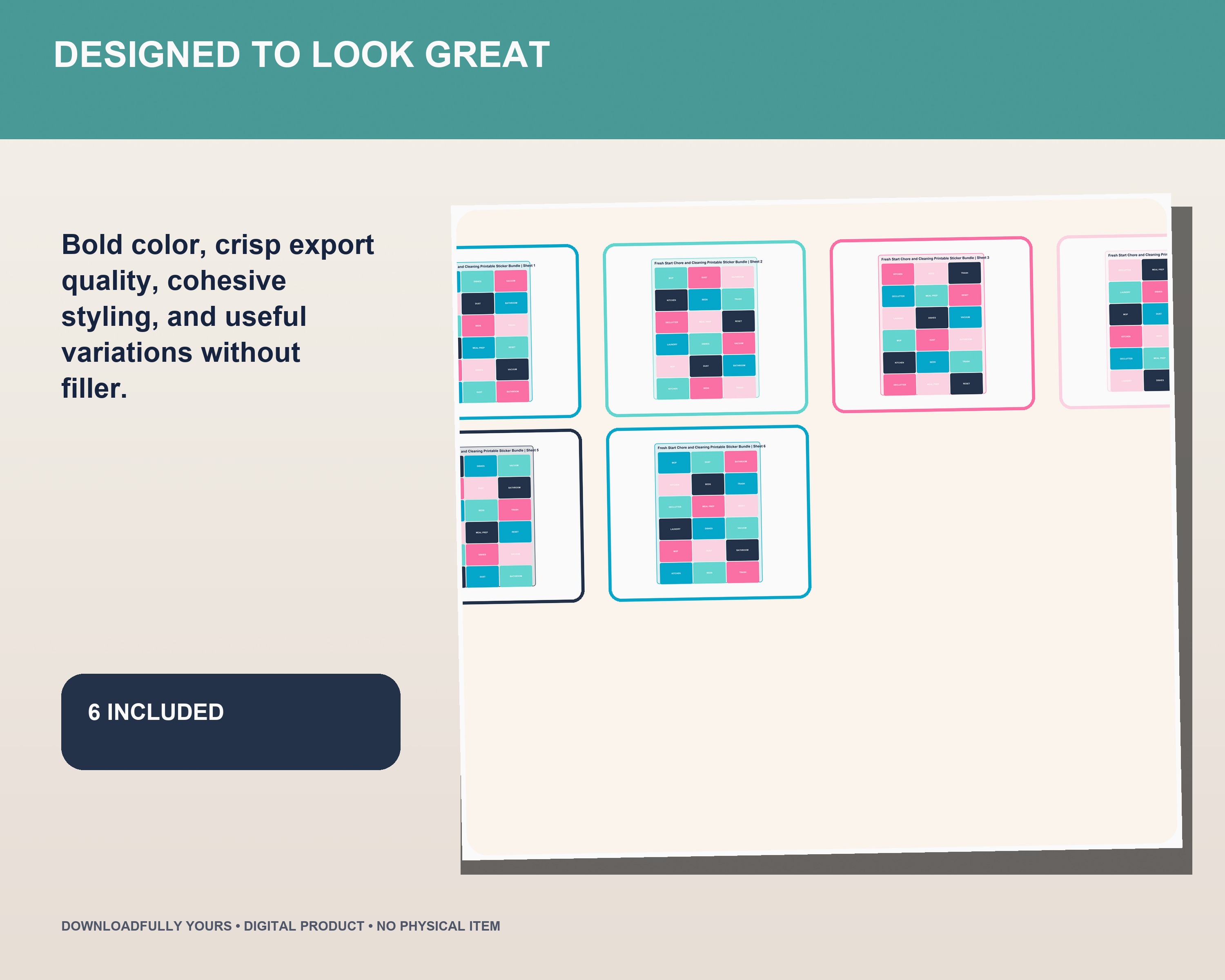 Fresh Start Chore and Cleaning Printable Sticker Bundle - premium digital bundle preview 3 of 10