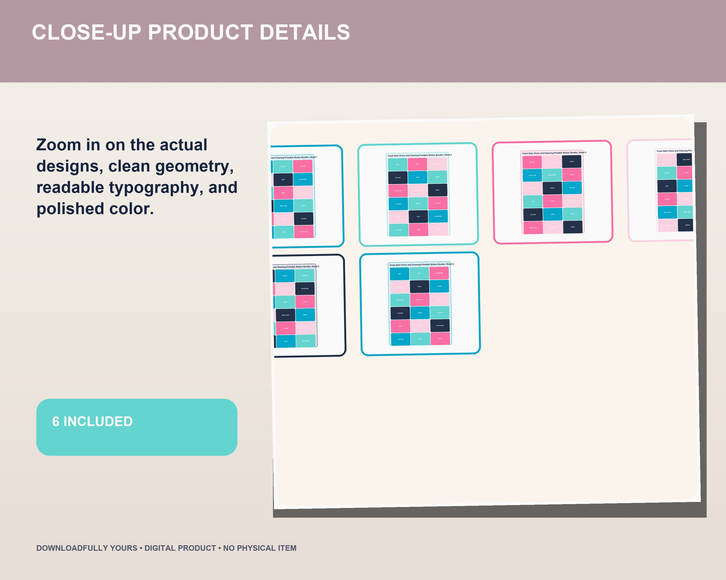 Fresh Start Chore and Cleaning Printable Sticker Bundle - premium digital bundle preview 5 of 10