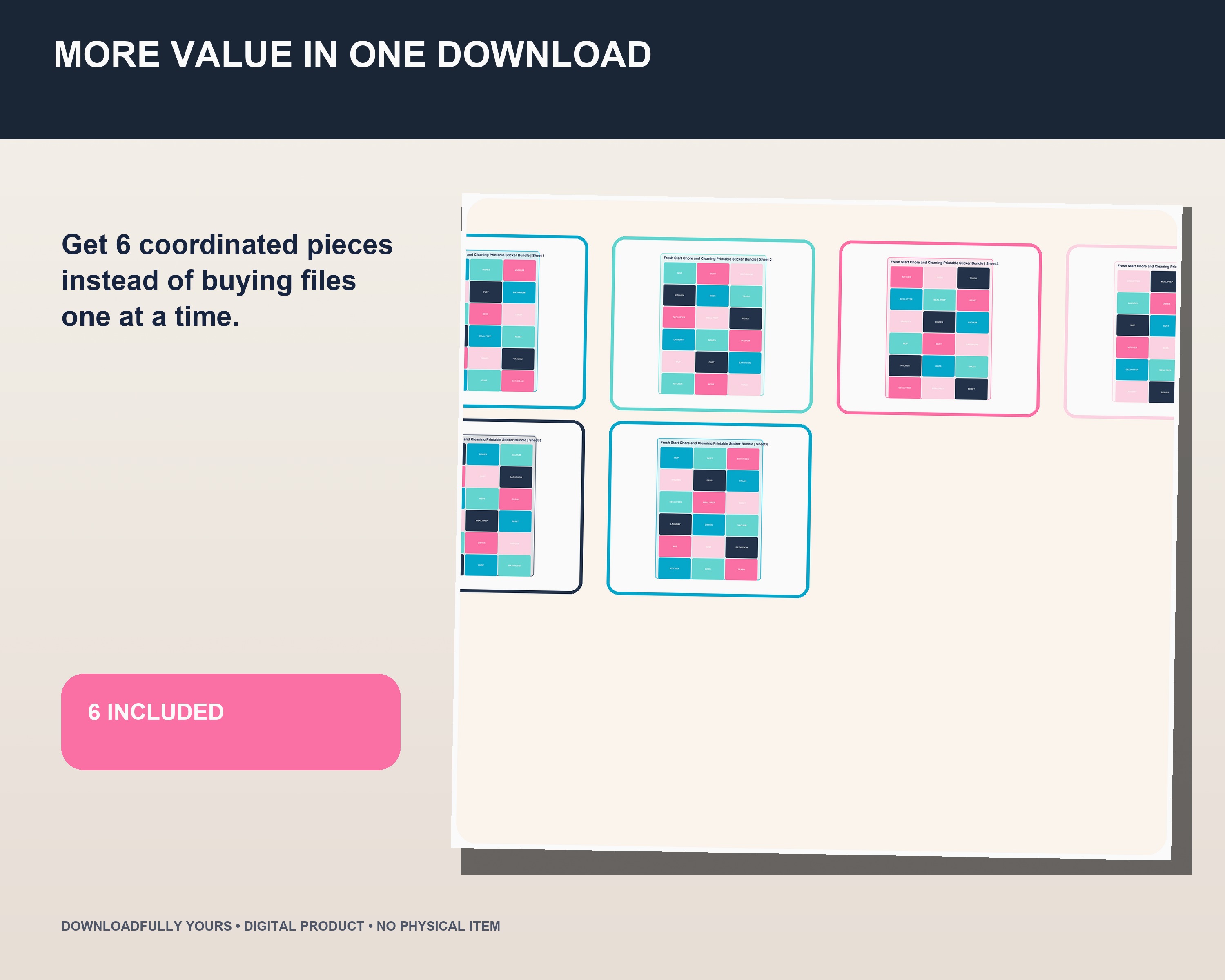 Fresh Start Chore and Cleaning Printable Sticker Bundle - premium digital bundle preview 6 of 10