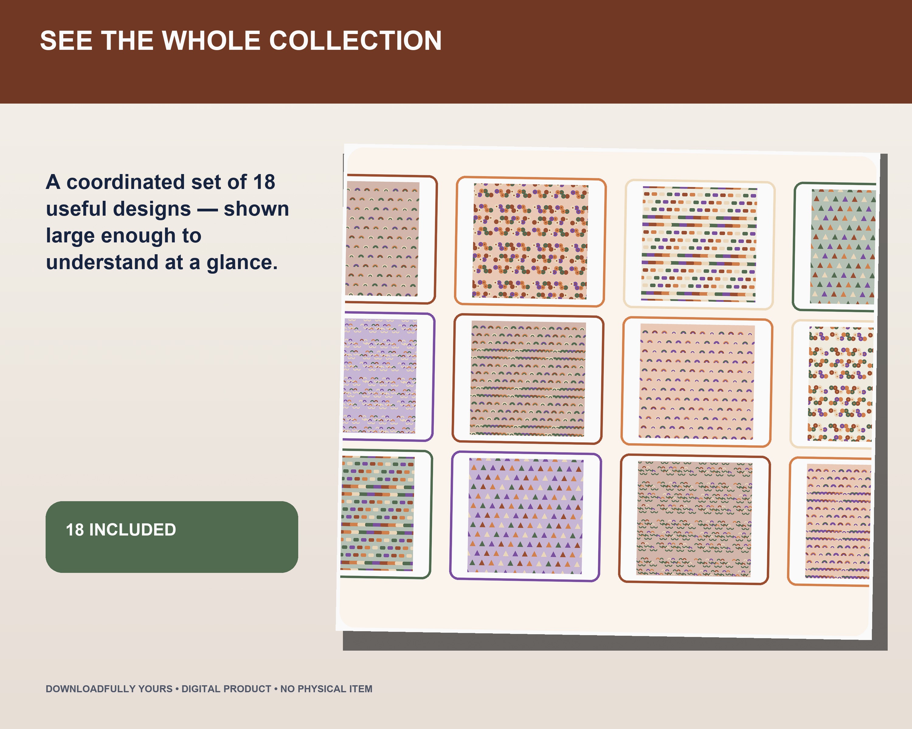 Terracotta Boho Rainbow Digital Scrapbook Paper - premium digital bundle preview 2 of 10