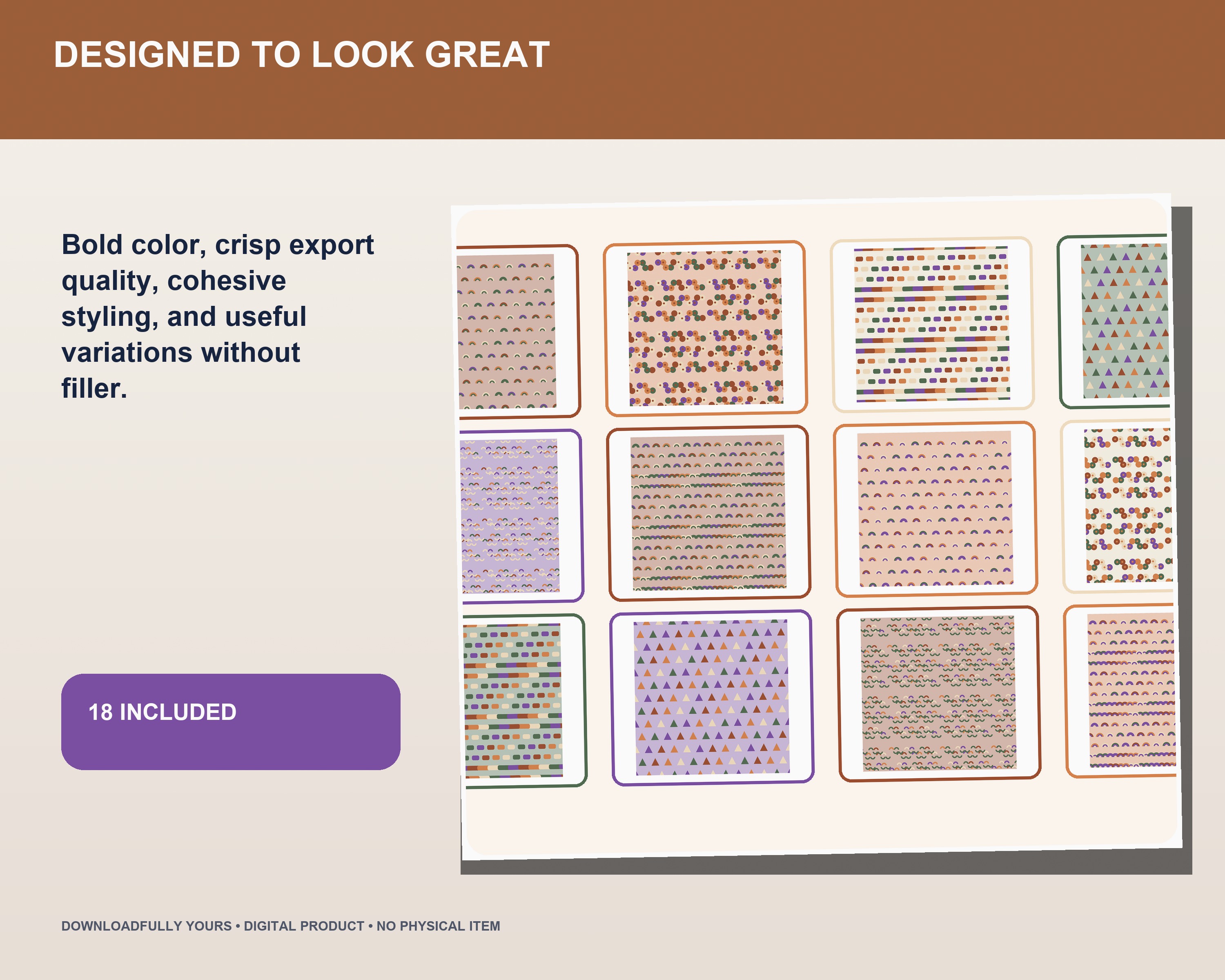 Terracotta Boho Rainbow Digital Scrapbook Paper - premium digital bundle preview 3 of 10