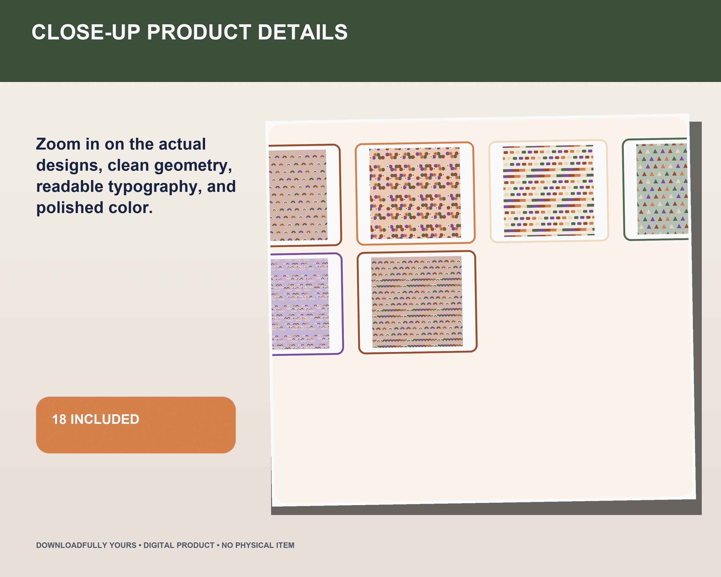 Terracotta Boho Rainbow Digital Scrapbook Paper - premium digital bundle preview 5 of 10