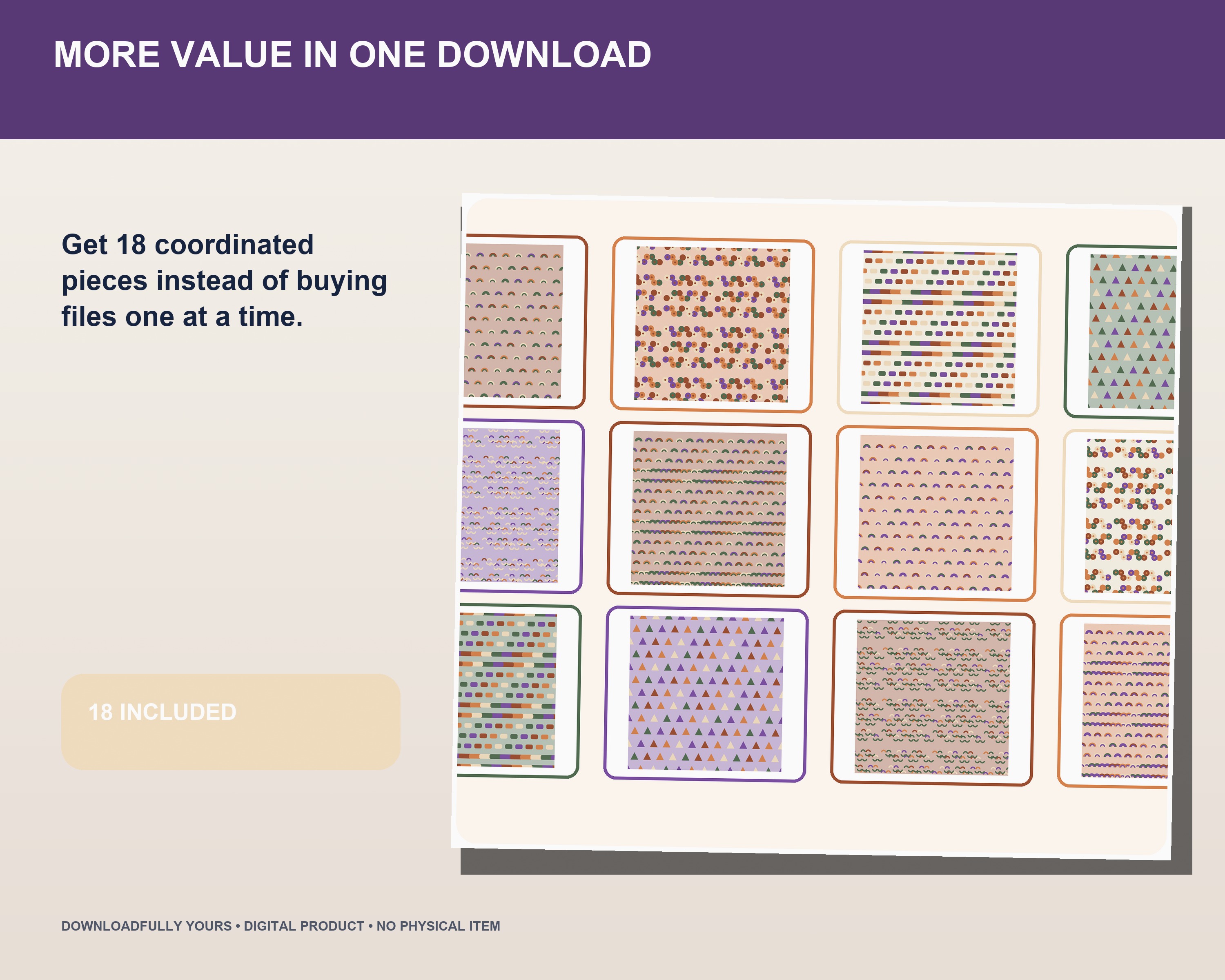 Terracotta Boho Rainbow Digital Scrapbook Paper - premium digital bundle preview 6 of 10