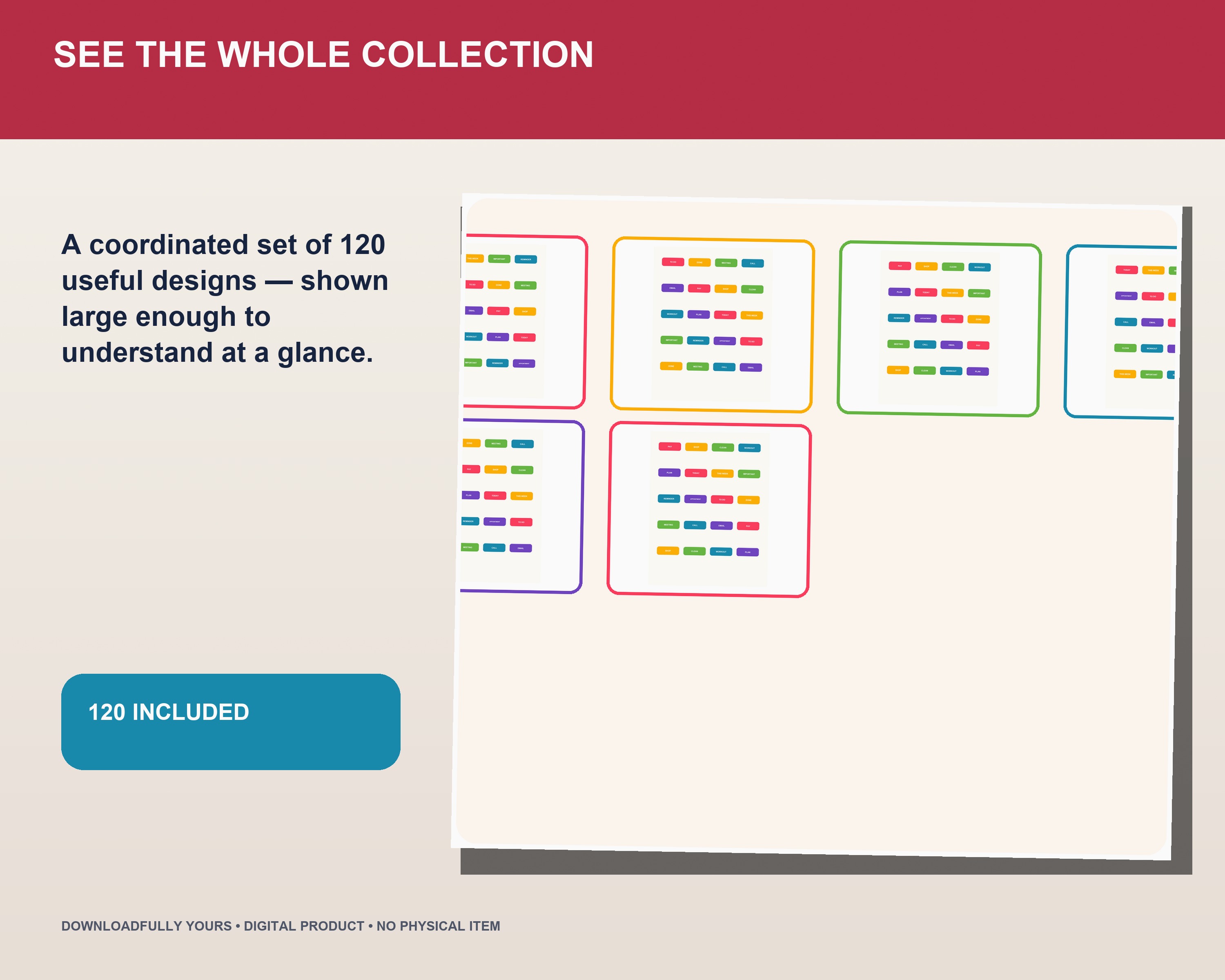 Rainbow Productivity Digital Planner Sticker Bundle - premium digital bundle preview 2 of 10