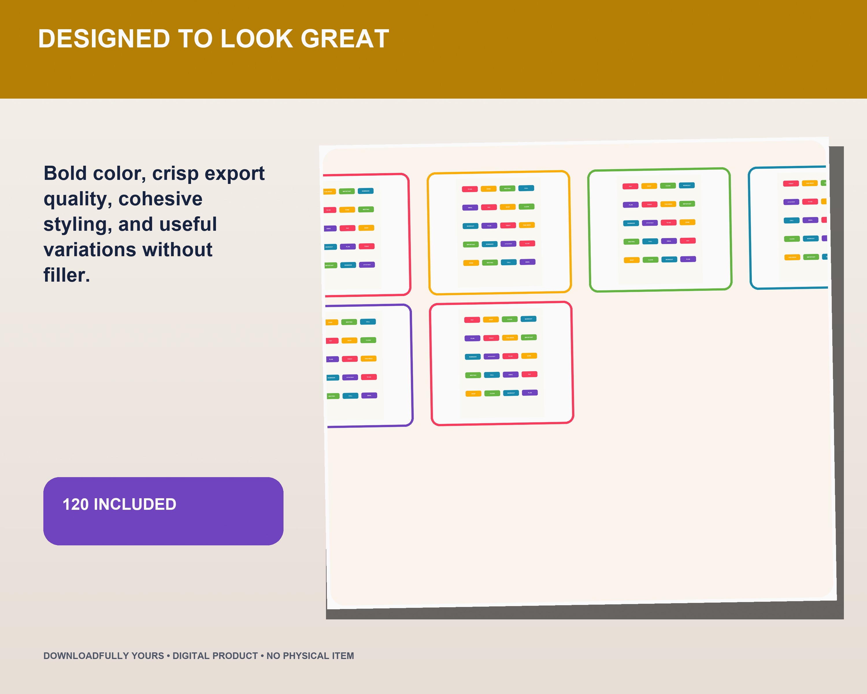 Rainbow Productivity Digital Planner Sticker Bundle - premium digital bundle preview 3 of 10