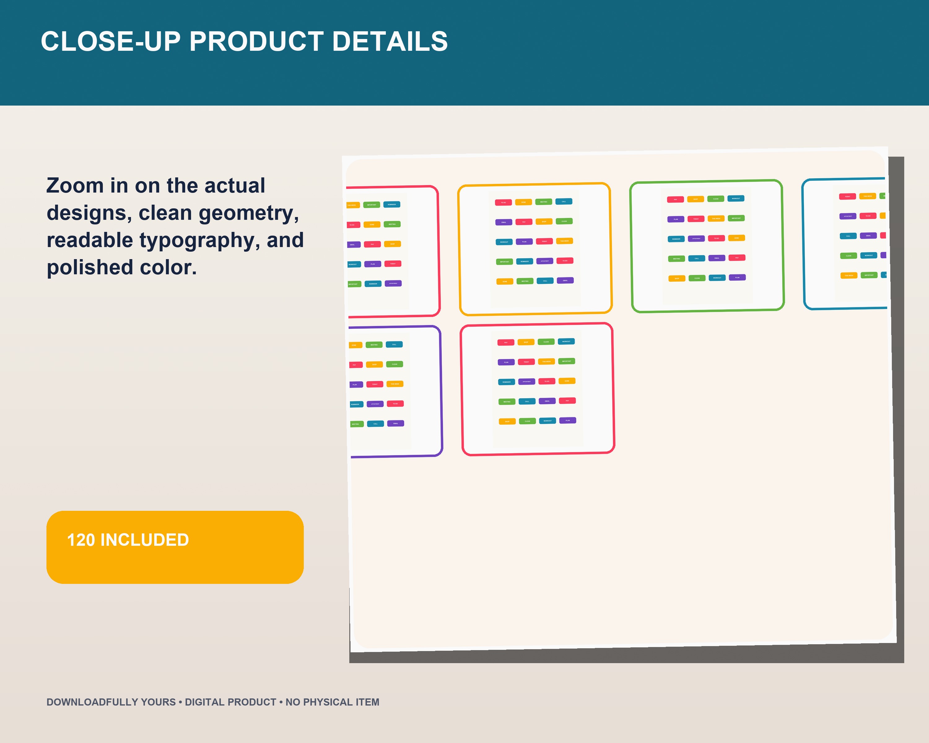 Rainbow Productivity Digital Planner Sticker Bundle - premium digital bundle preview 5 of 10
