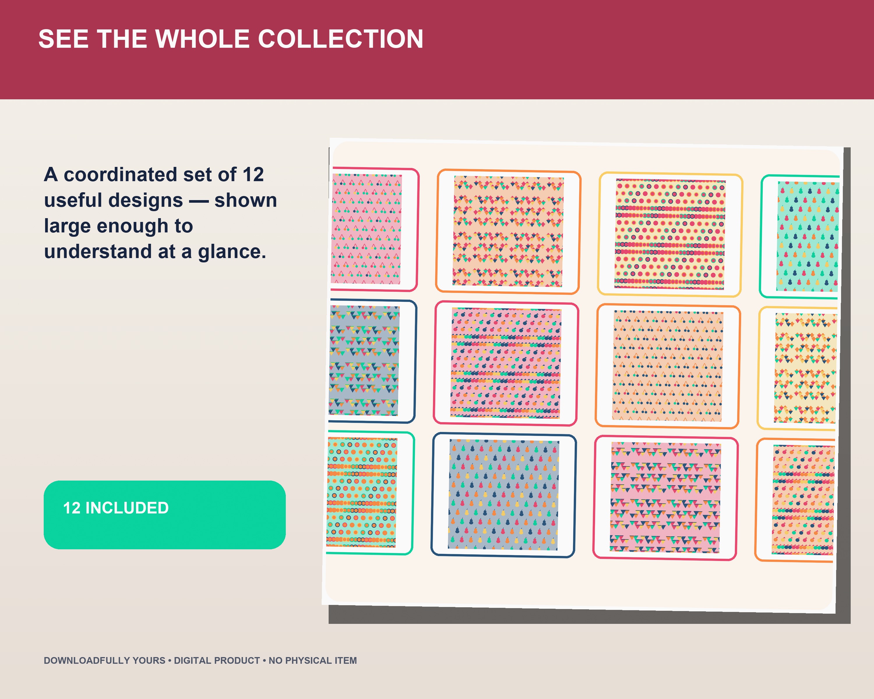 Groovy Market Retro Fruit Seamless Pattern Pack - premium digital bundle preview 2 of 10