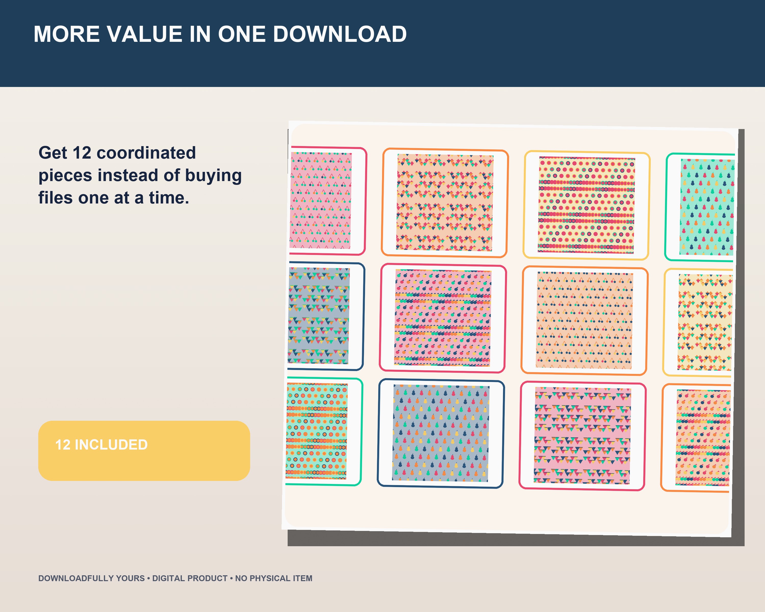 Groovy Market Retro Fruit Seamless Pattern Pack - premium digital bundle preview 6 of 10