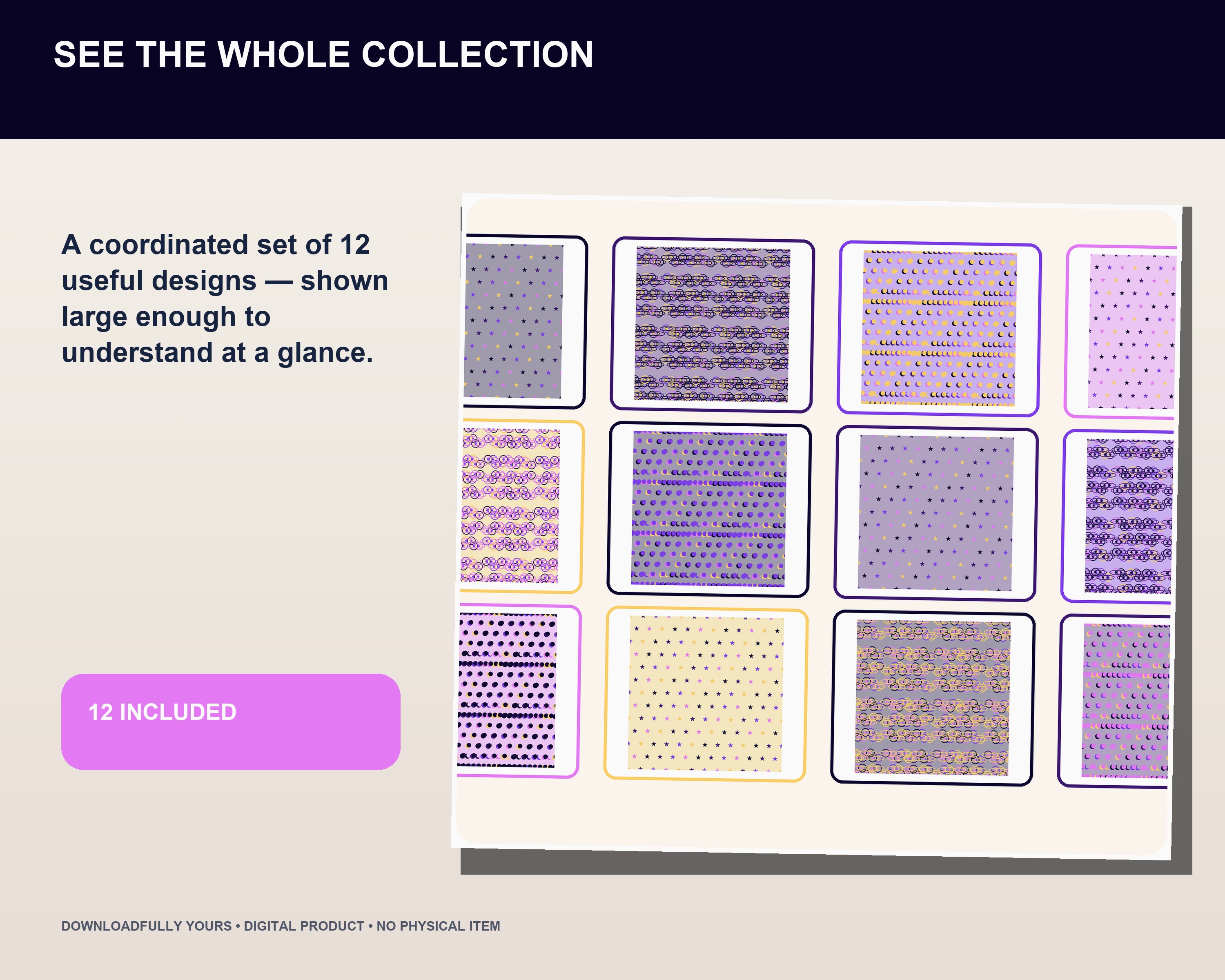 Midnight Celestial Seamless Pattern Pack - premium digital bundle preview 2 of 10