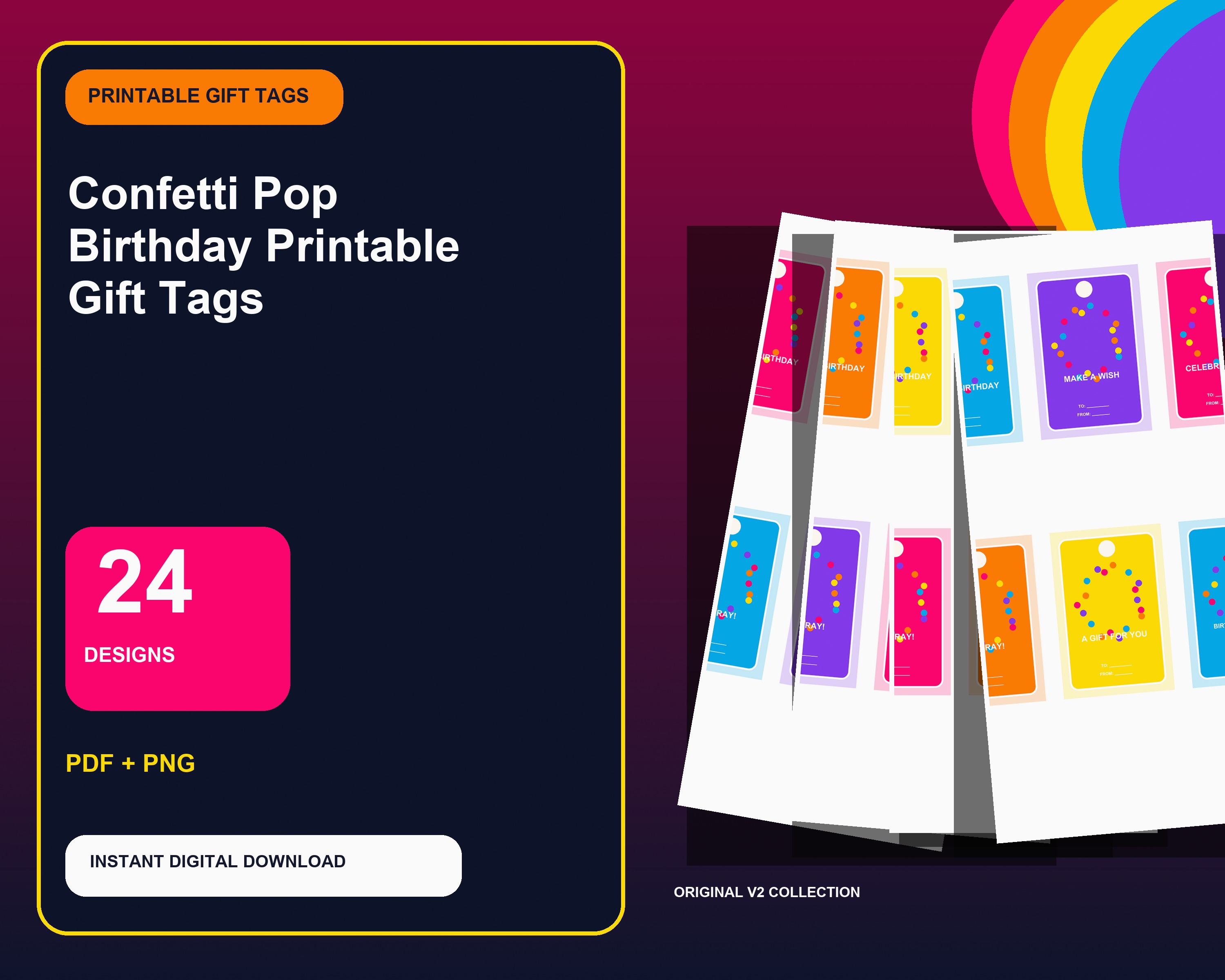 Confetti Pop Birthday Printable Gift Tags - premium digital bundle preview 1 of 10