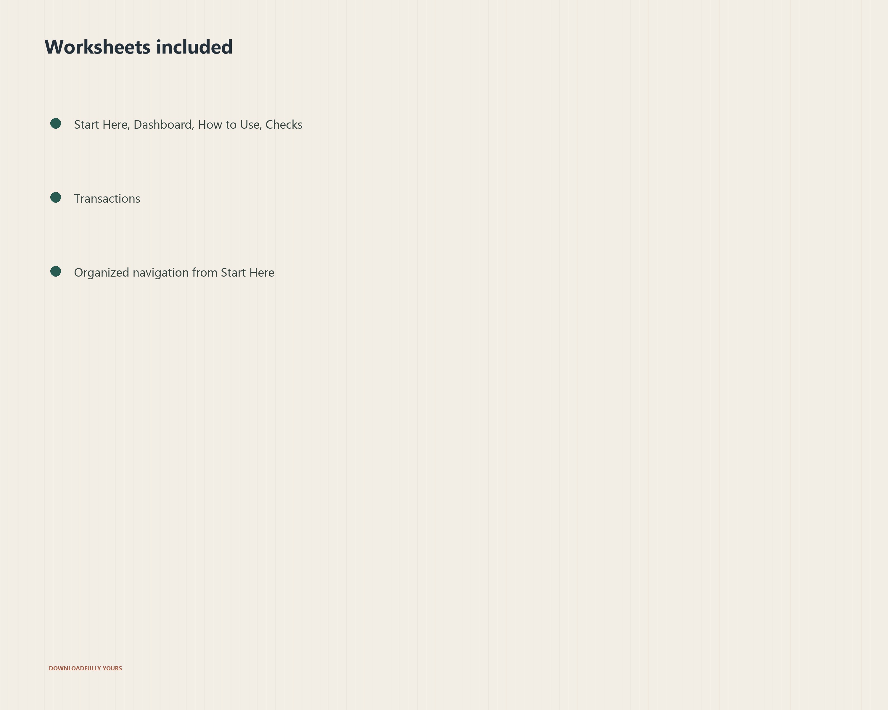 Included workbook worksheets