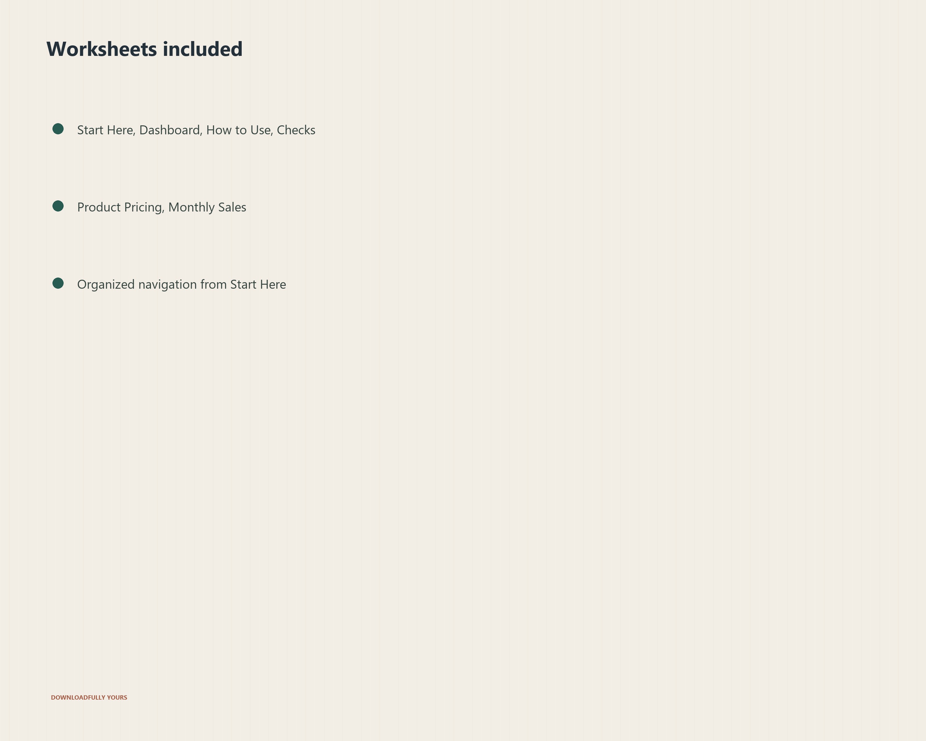 Included workbook worksheets