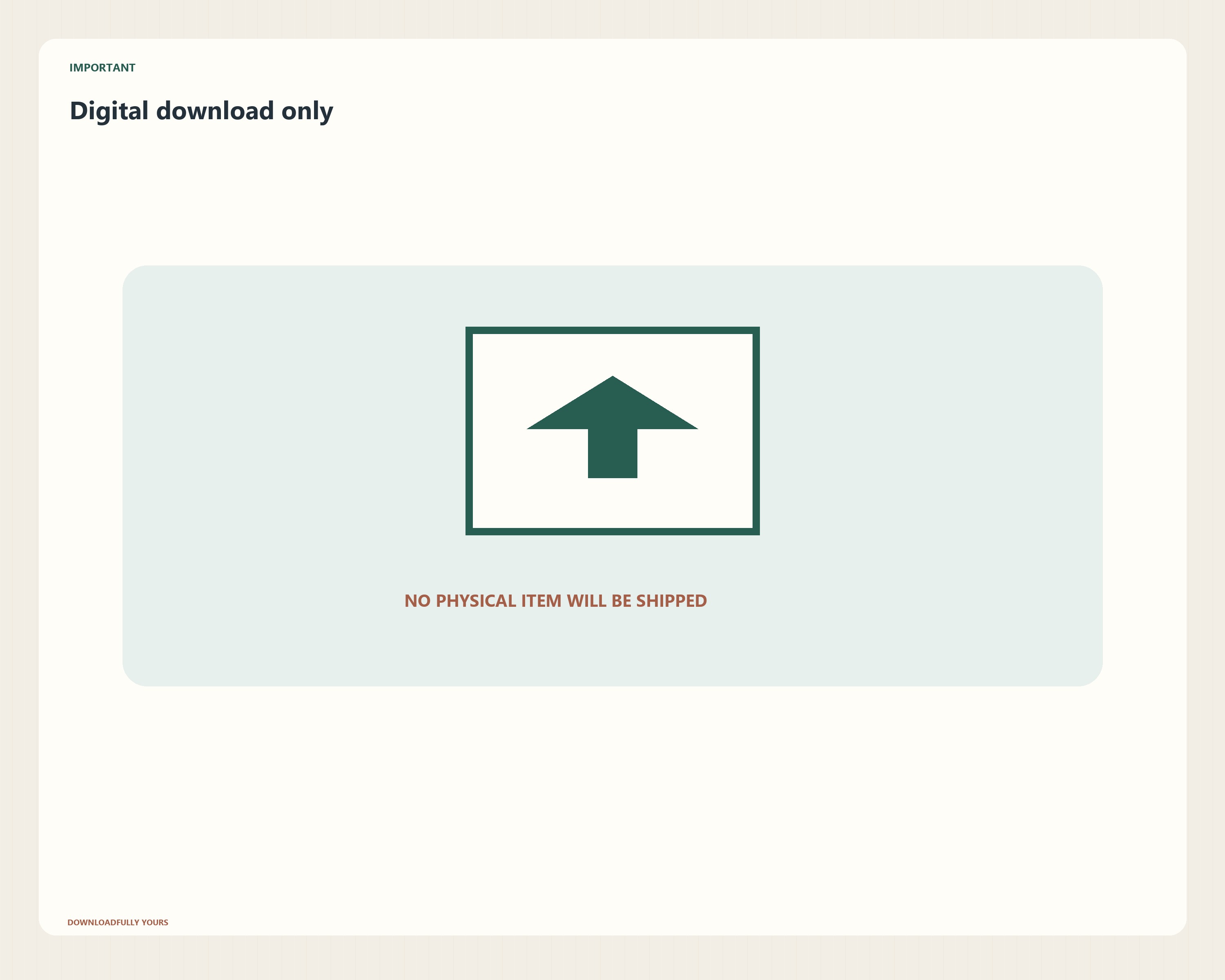 Digital spreadsheet instant-download notice