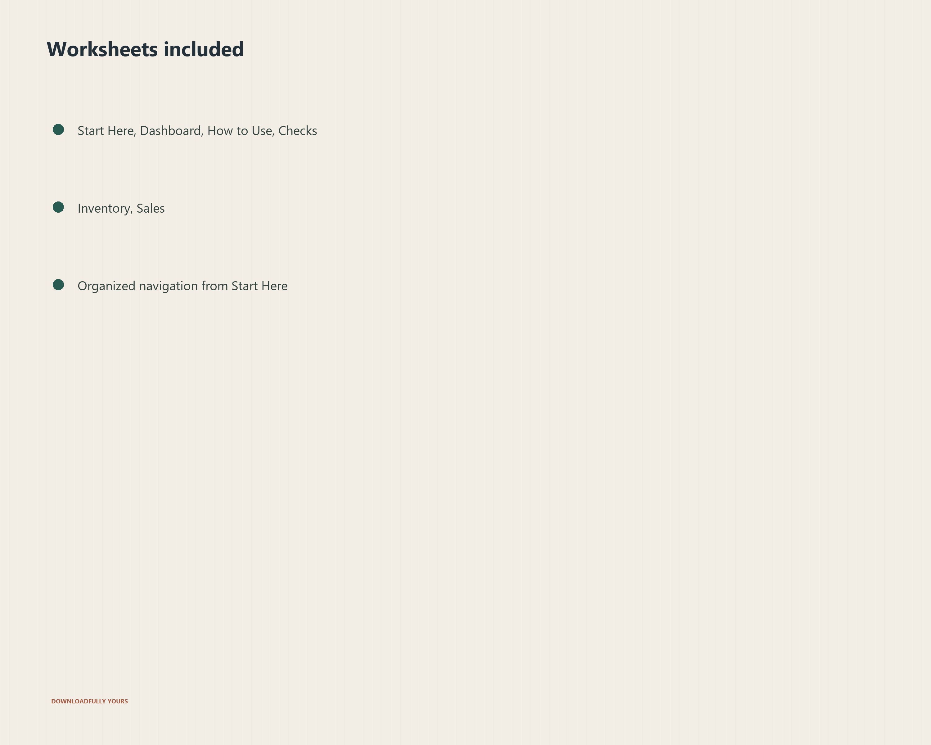 Included workbook worksheets