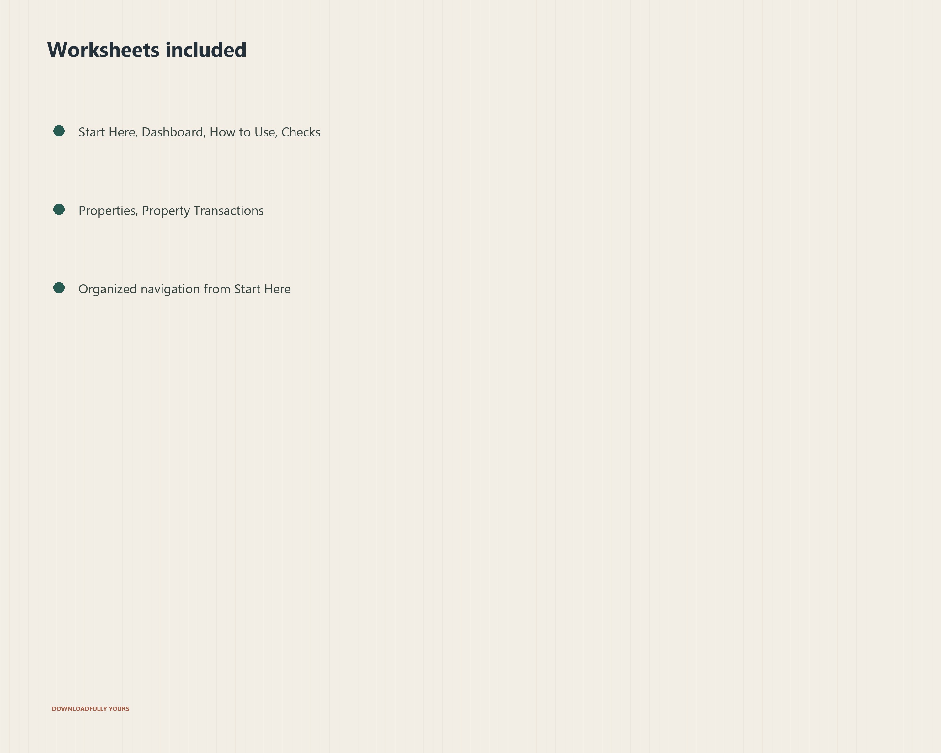 Included workbook worksheets
