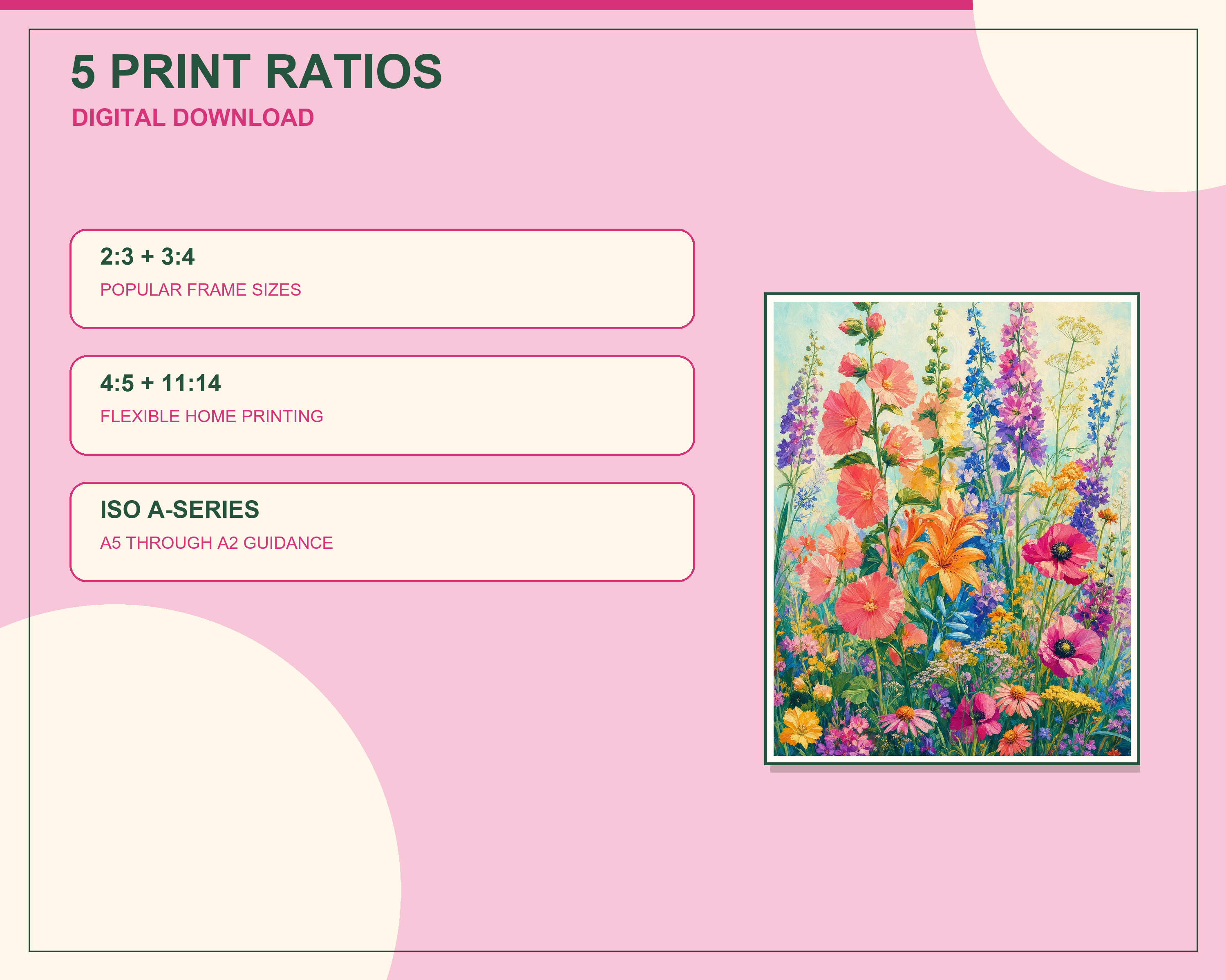 Printable wall art size ratio guide