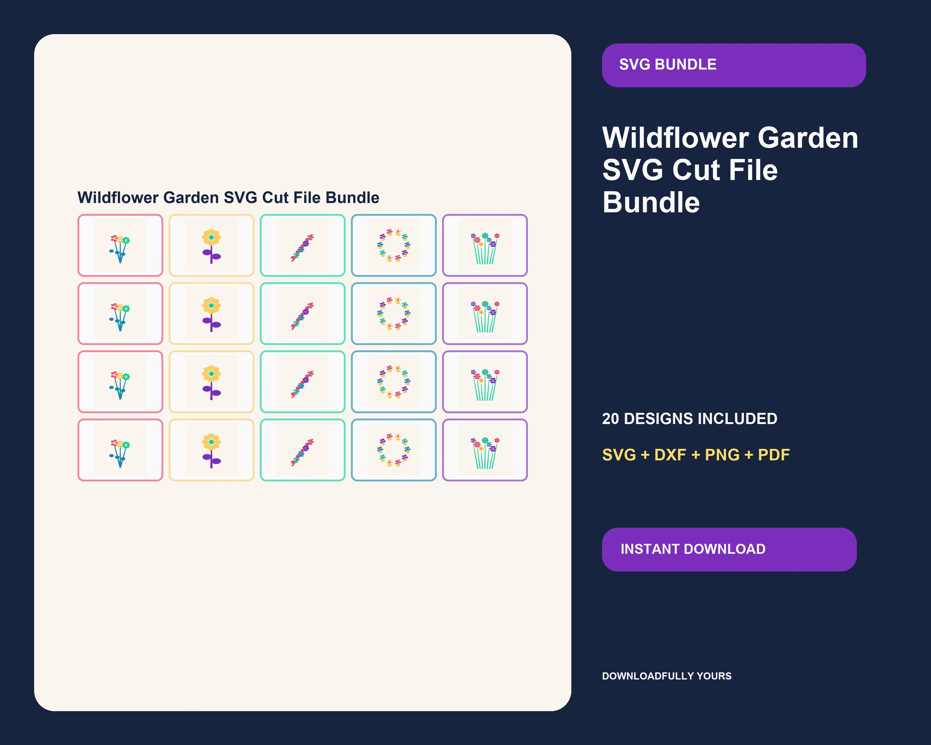 Wildflower Garden SVG Cut File Bundle - premium digital bundle preview 1 of 10