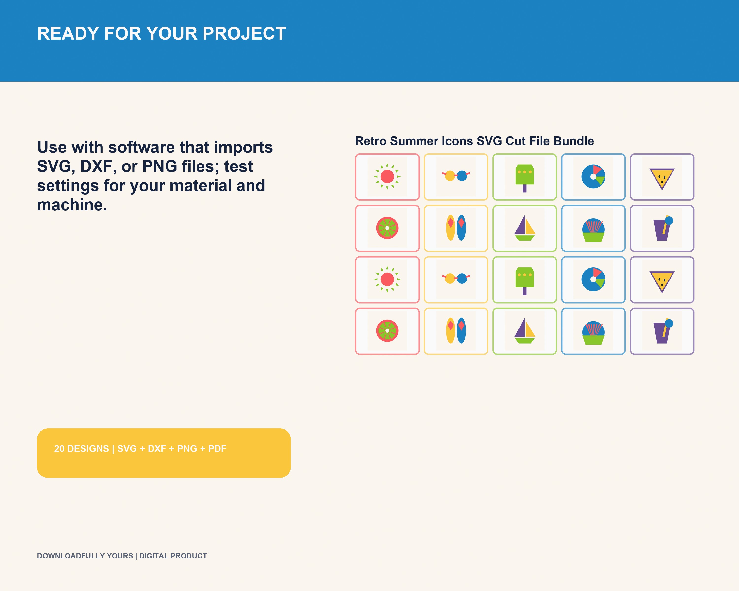 Retro Summer Icons SVG Cut File Bundle - premium digital bundle preview 5 of 10