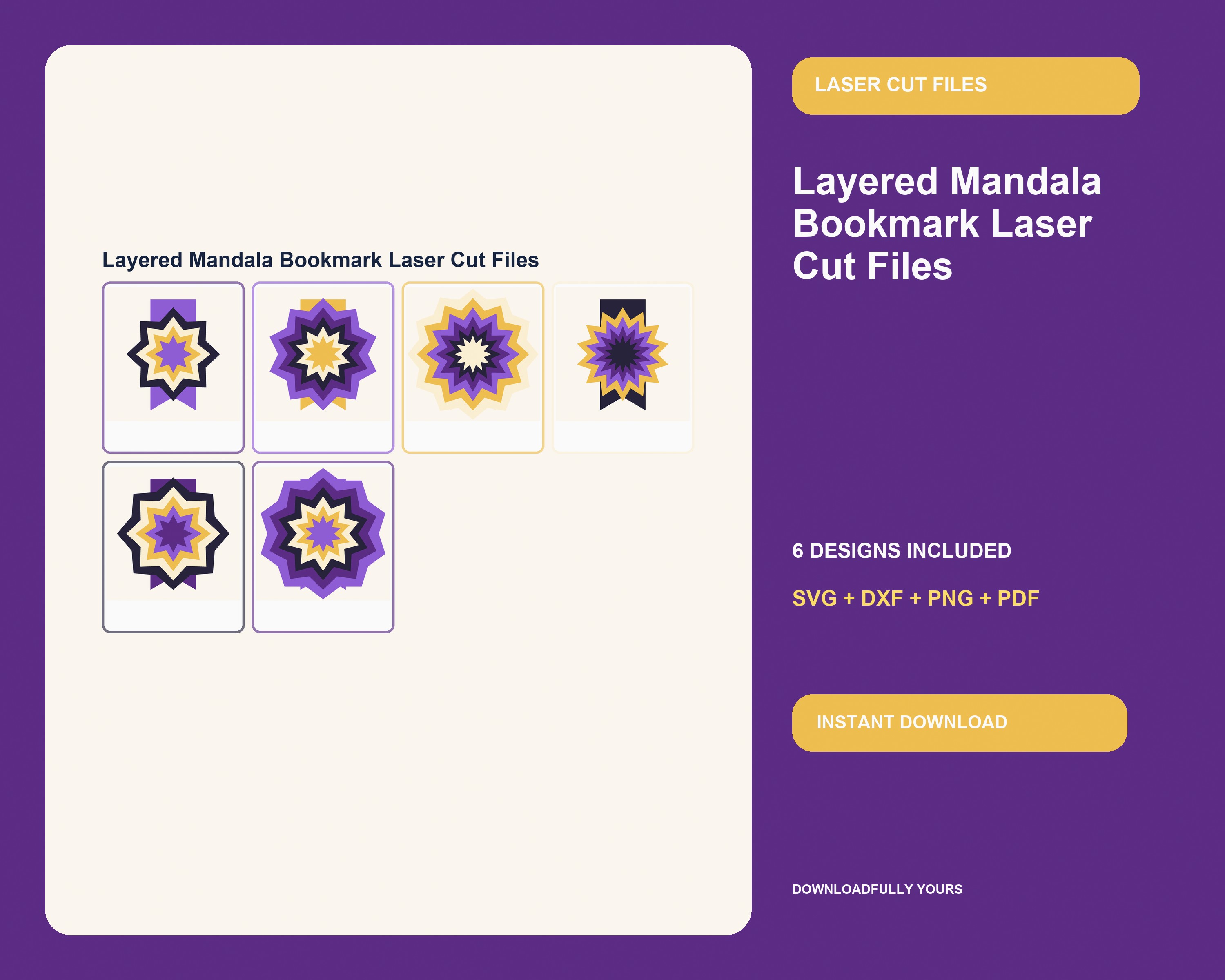 Layered Mandala Bookmark Laser Cut Files - premium digital bundle preview 1 of 10