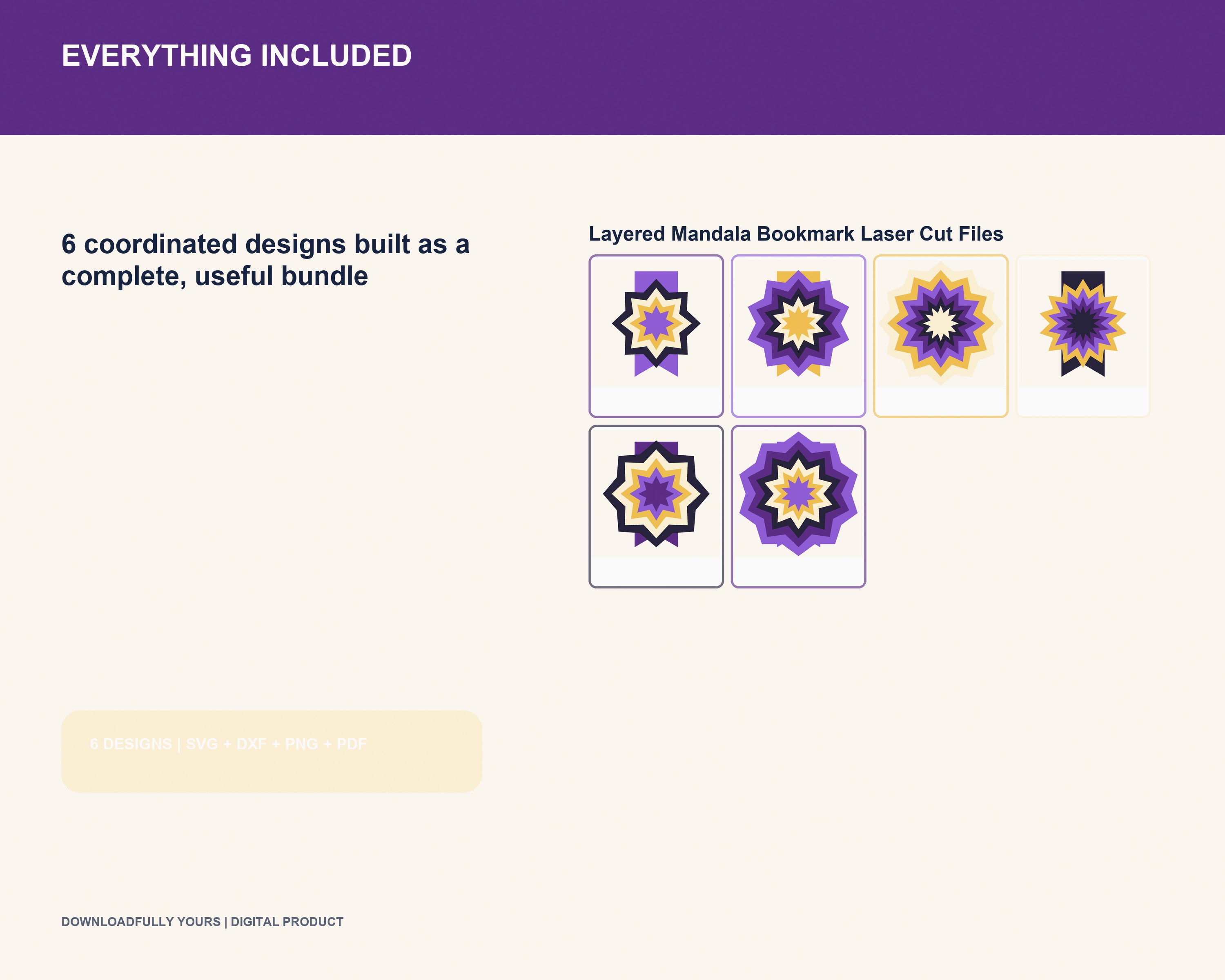 Layered Mandala Bookmark Laser Cut Files - premium digital bundle preview 2 of 10