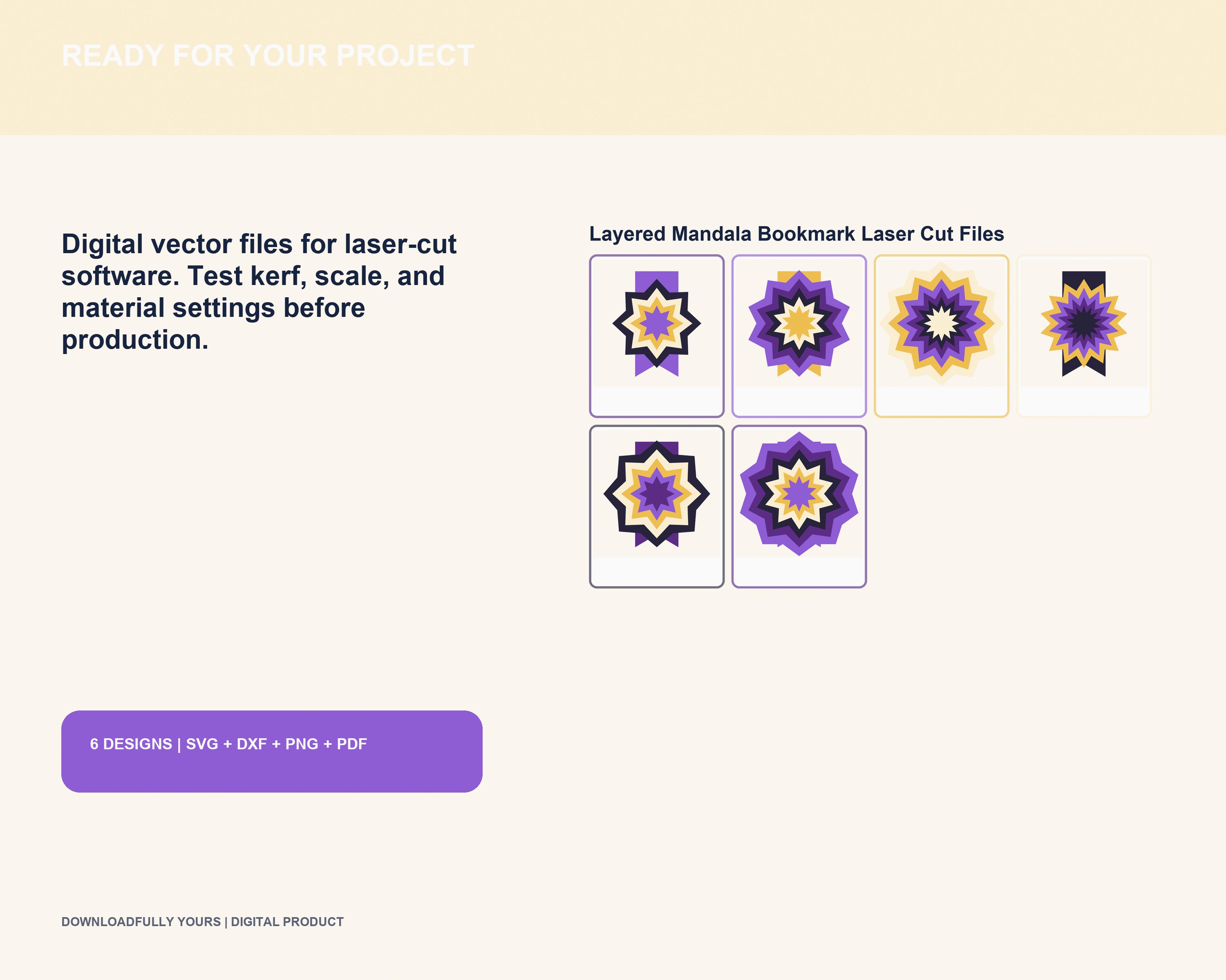 Layered Mandala Bookmark Laser Cut Files - premium digital bundle preview 5 of 10