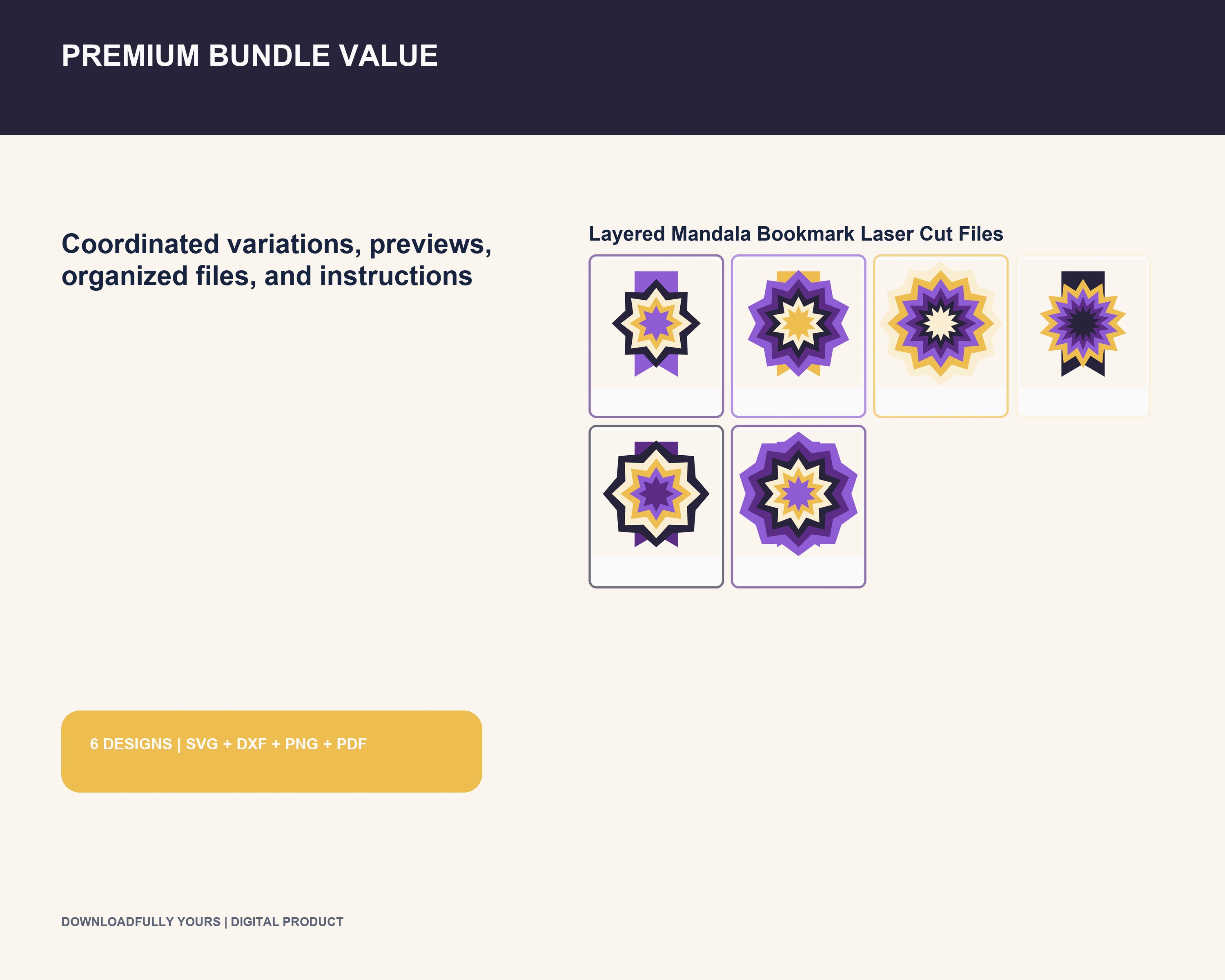 Layered Mandala Bookmark Laser Cut Files - premium digital bundle preview 6 of 10