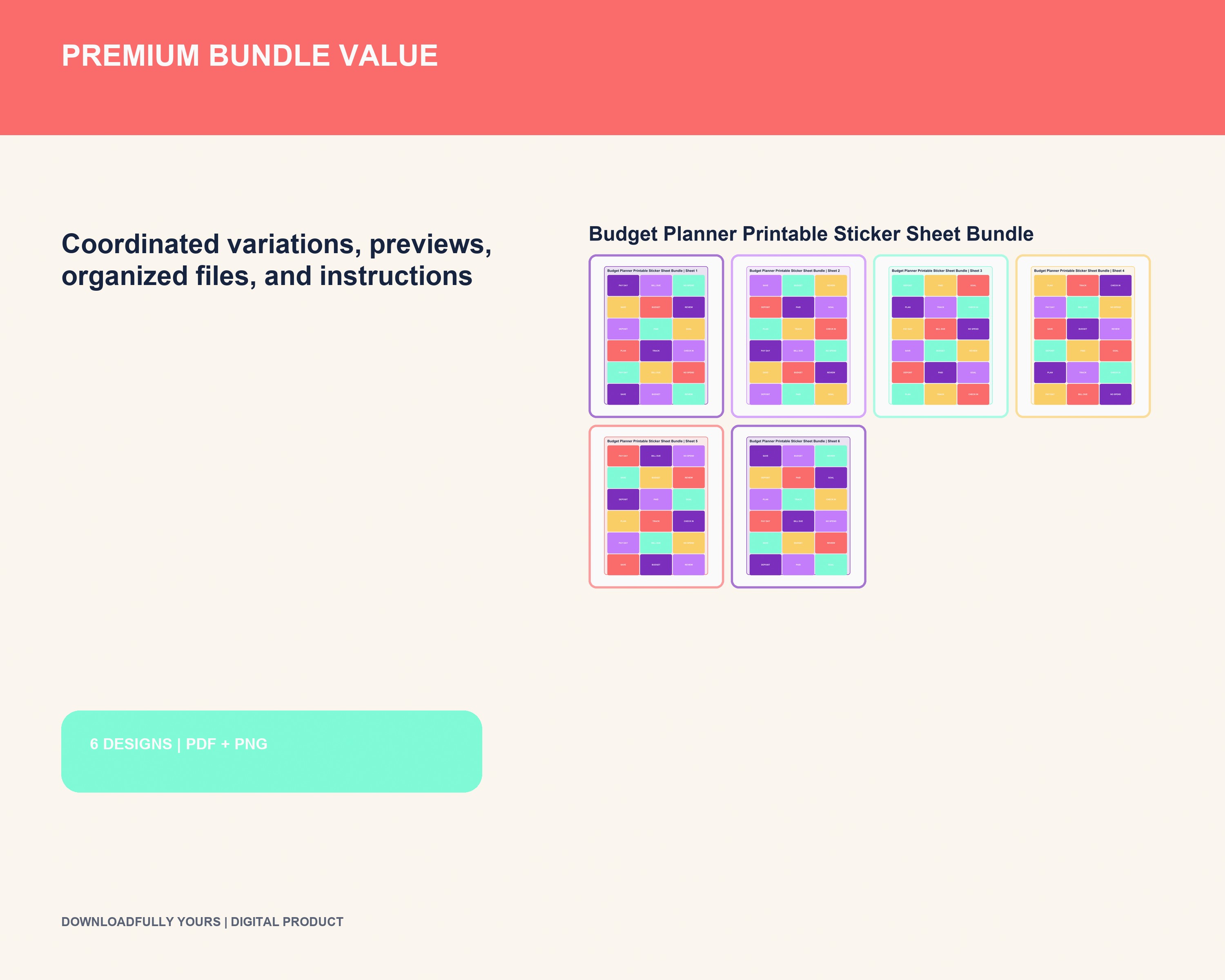 Budget Planner Printable Sticker Sheet Bundle - premium digital bundle preview 6 of 10