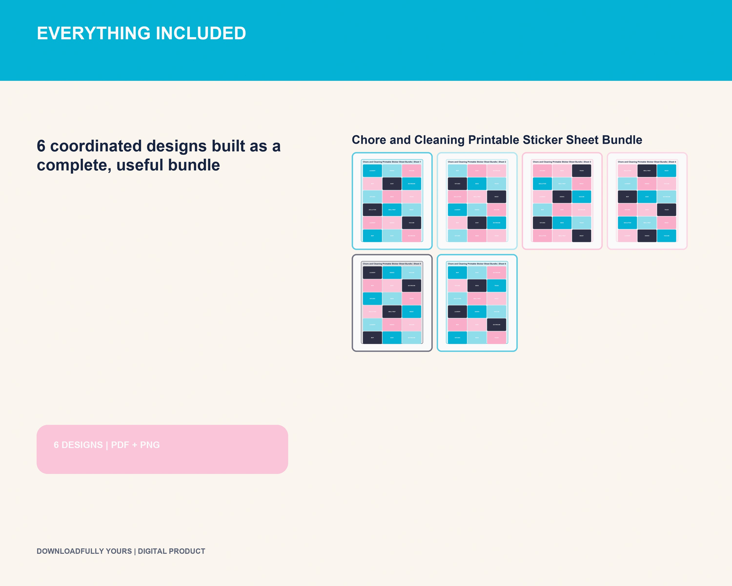 Chore and Cleaning Printable Sticker Sheet Bundle - premium digital bundle preview 2 of 10