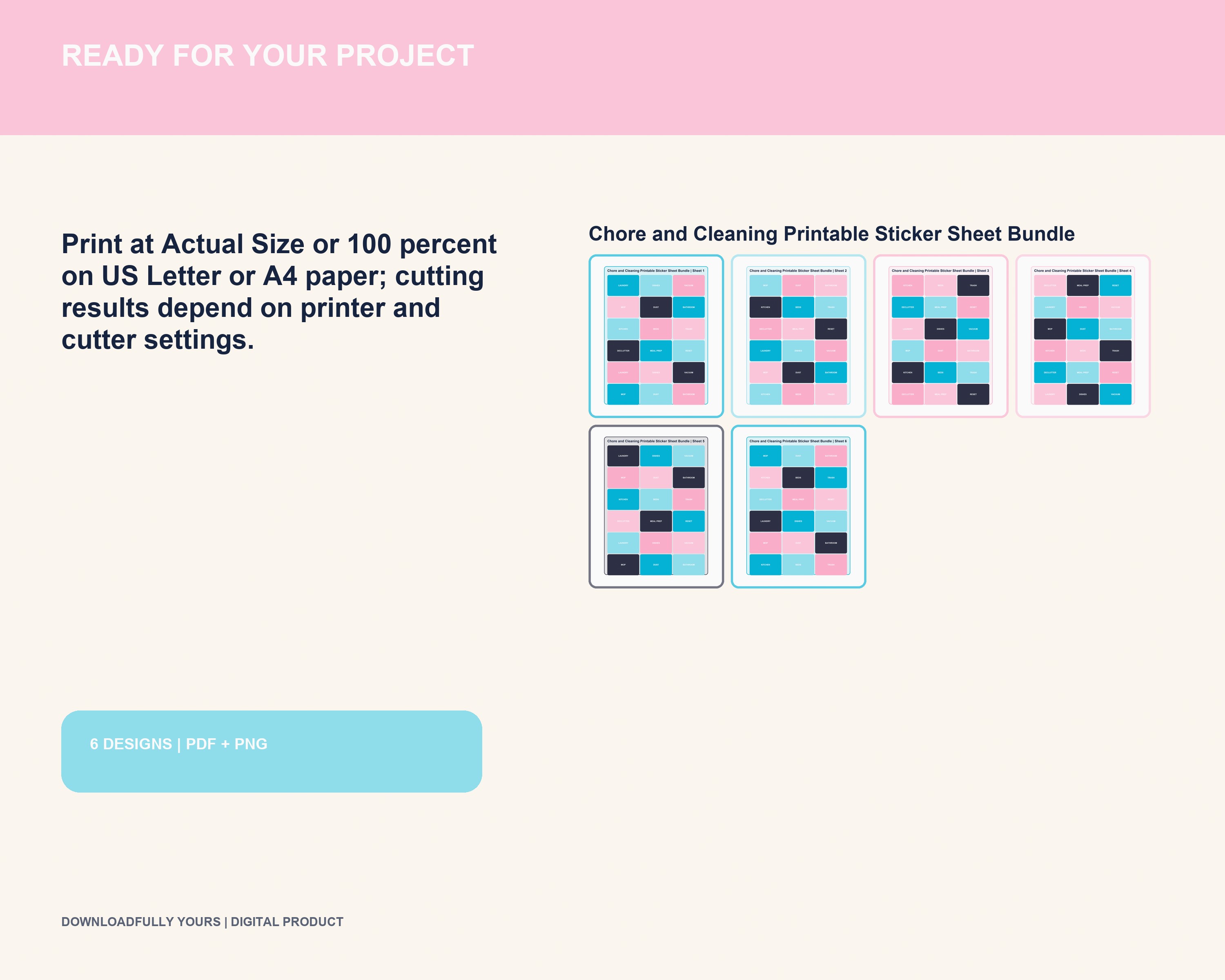 Chore and Cleaning Printable Sticker Sheet Bundle - premium digital bundle preview 5 of 10