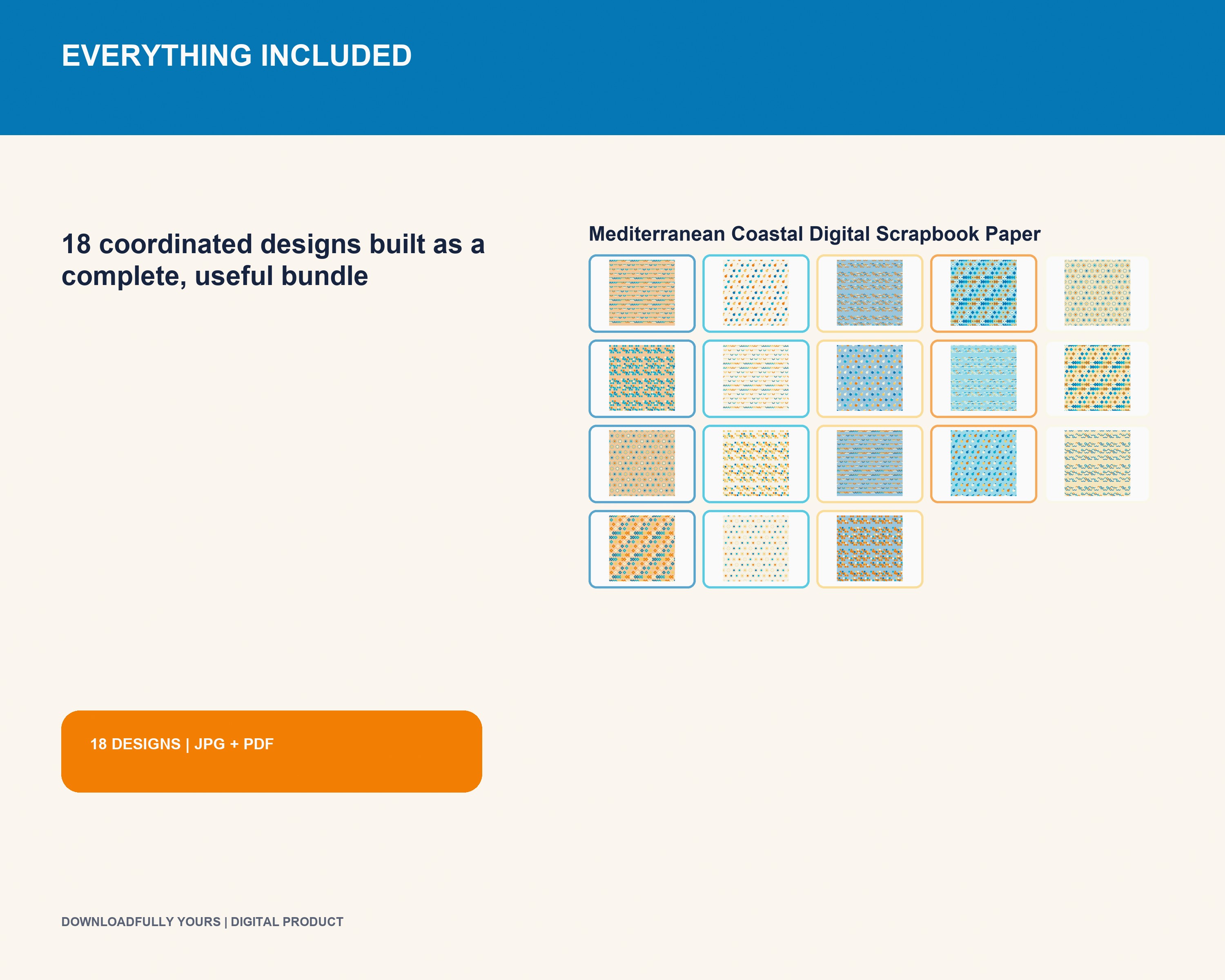 Mediterranean Coastal Digital Scrapbook Paper - premium digital bundle preview 2 of 10