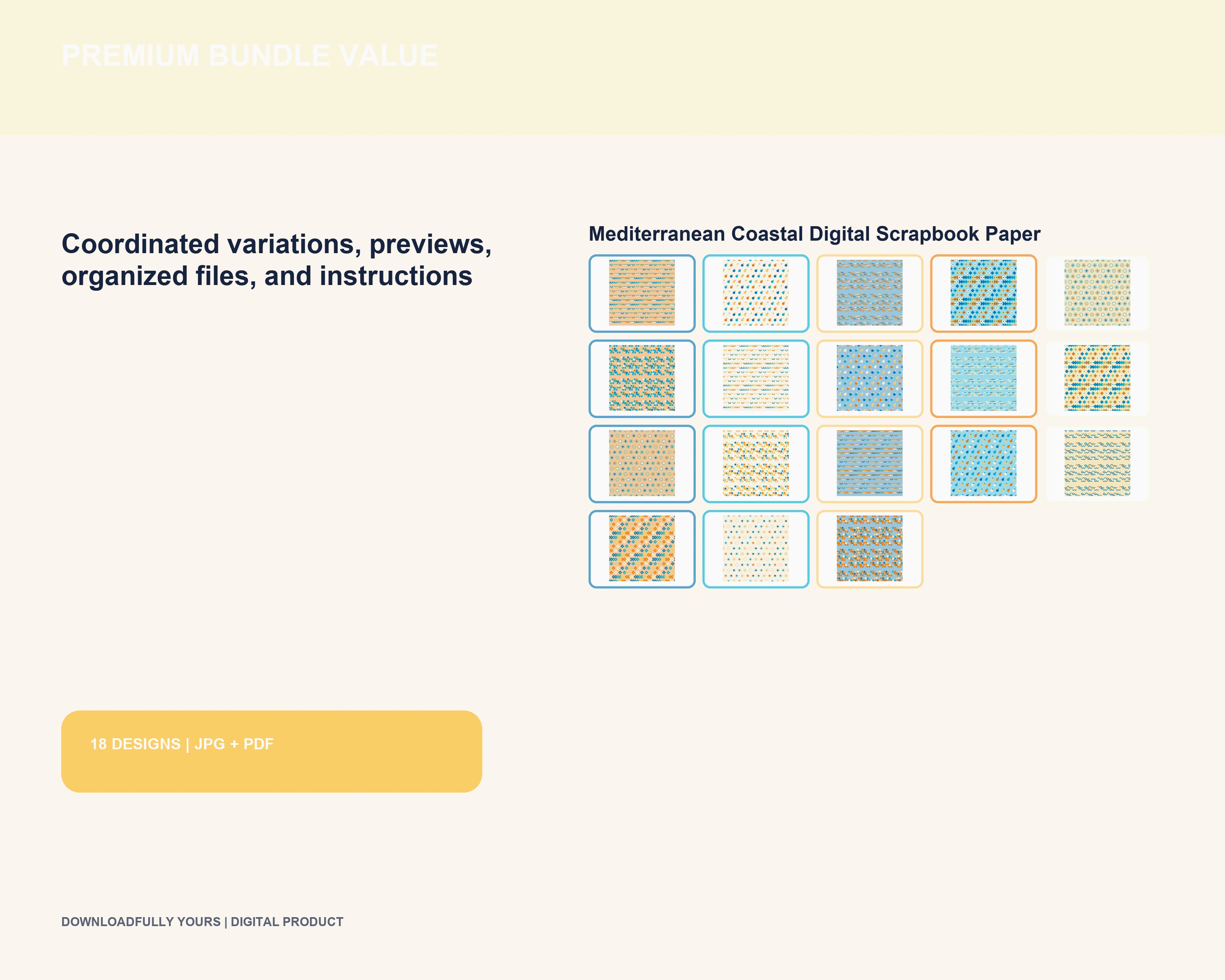 Mediterranean Coastal Digital Scrapbook Paper - premium digital bundle preview 6 of 10