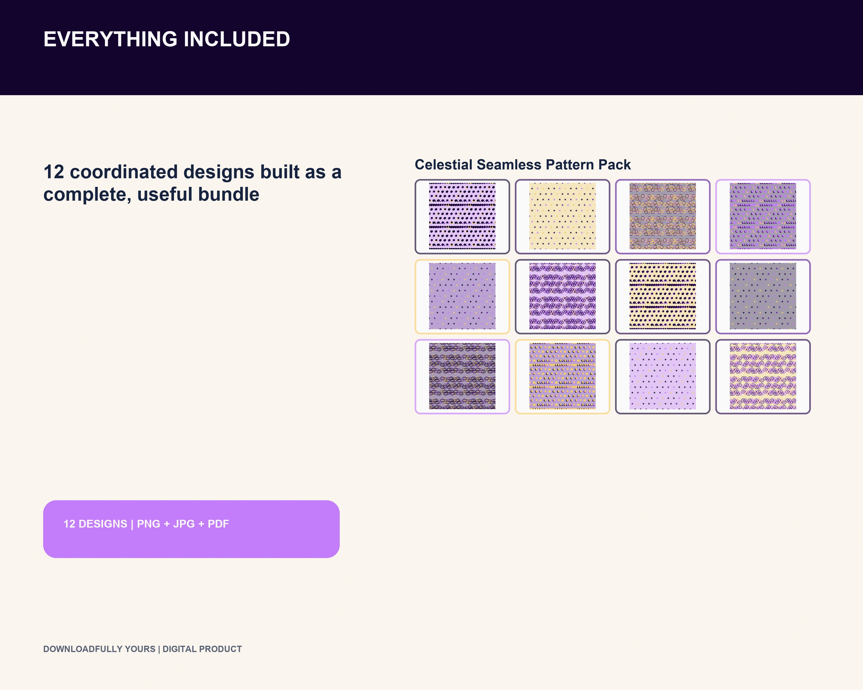 Celestial Seamless Pattern Pack - premium digital bundle preview 2 of 10