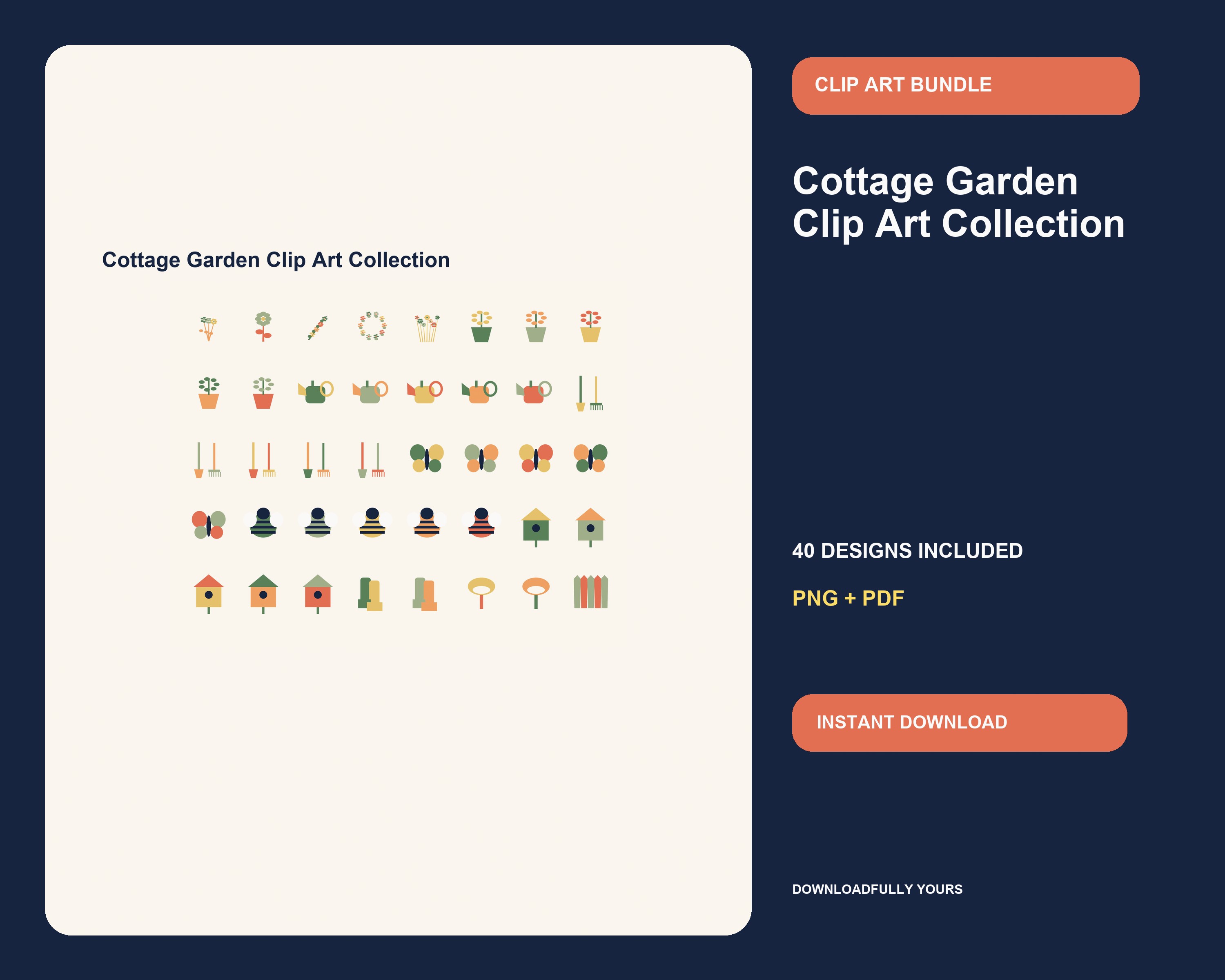 Cottage Garden Clip Art Collection - premium digital bundle preview 1 of 10