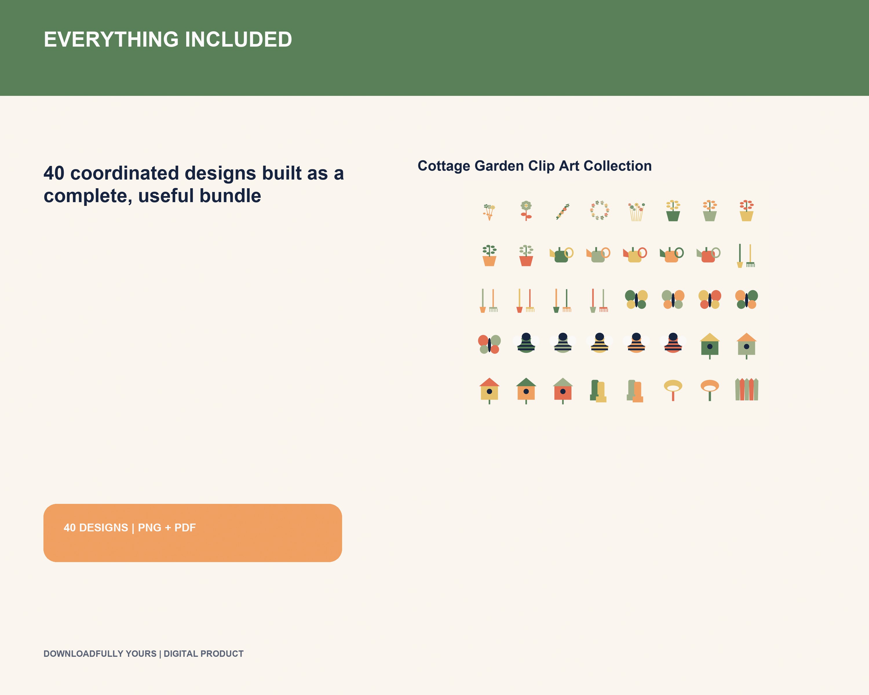 Cottage Garden Clip Art Collection - premium digital bundle preview 2 of 10