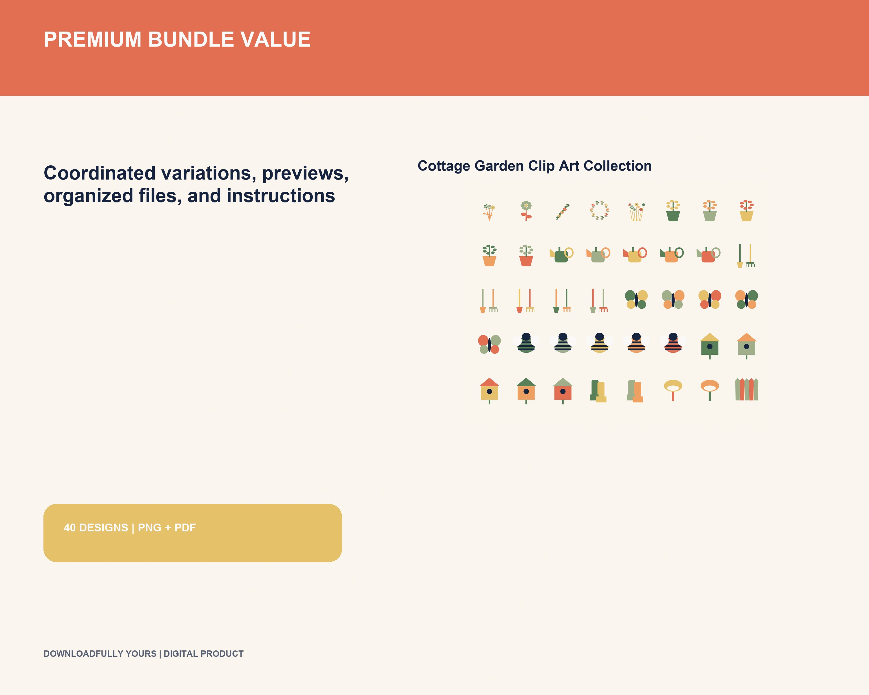 Cottage Garden Clip Art Collection - premium digital bundle preview 6 of 10