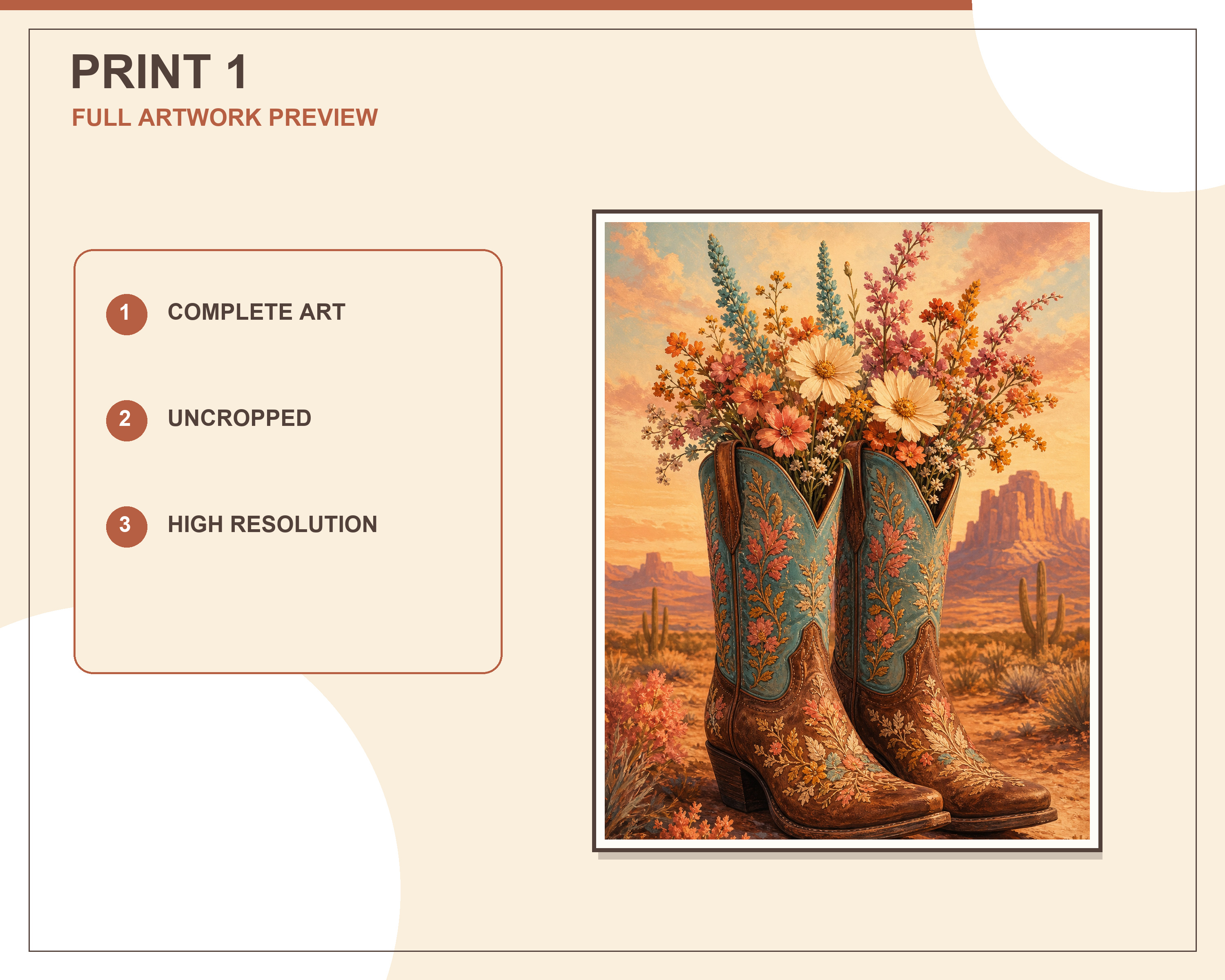 Full coordinated preview of the three modern western cowgirl wall-art prints