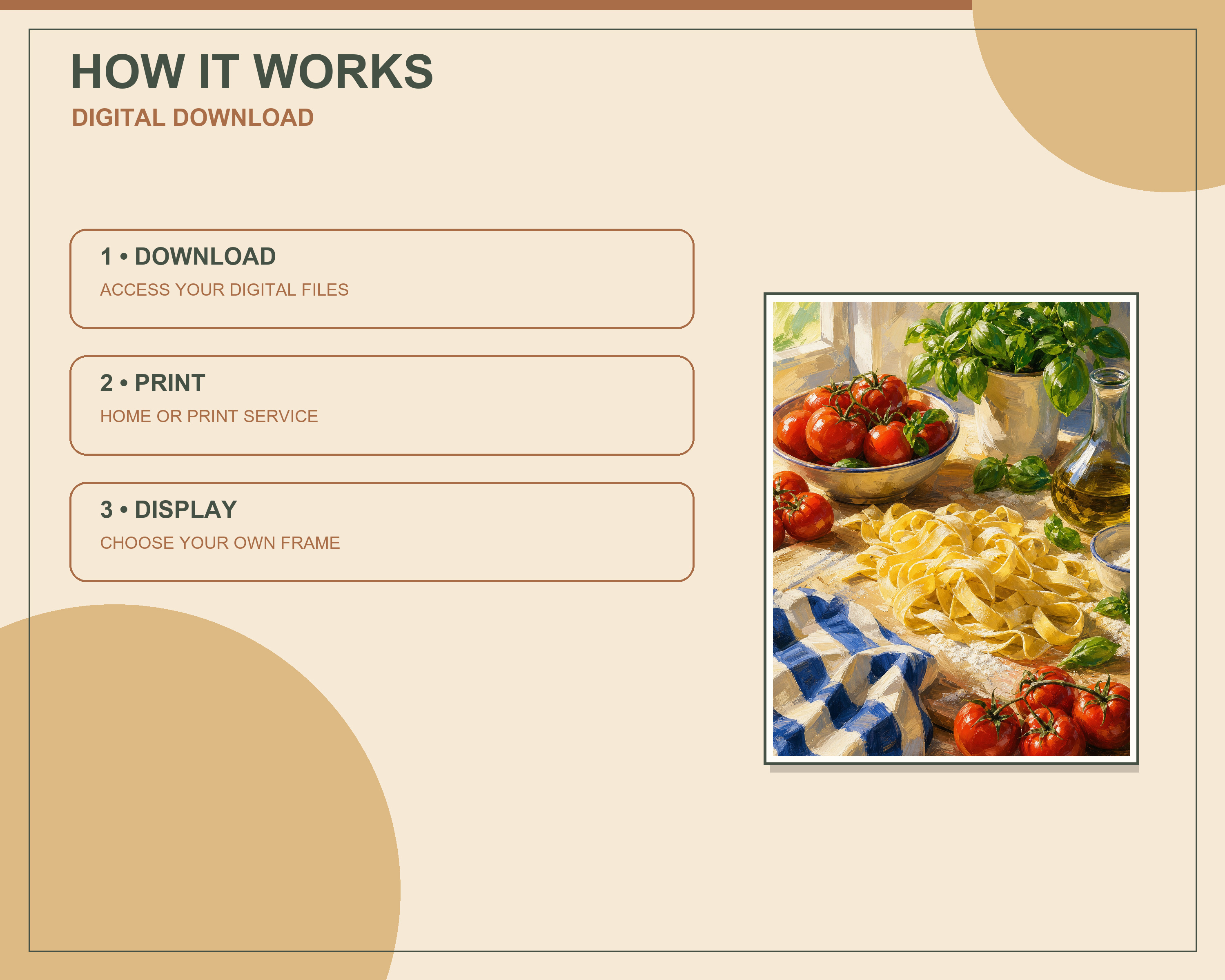 Three steps for downloading and printing the artwork