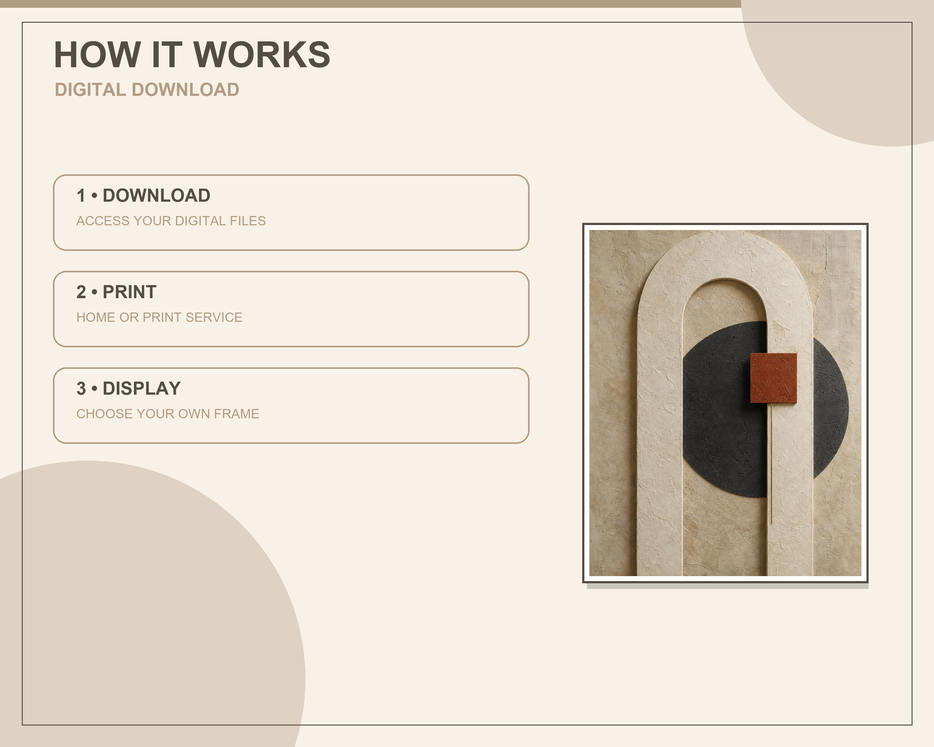 Three steps for downloading and printing the artwork