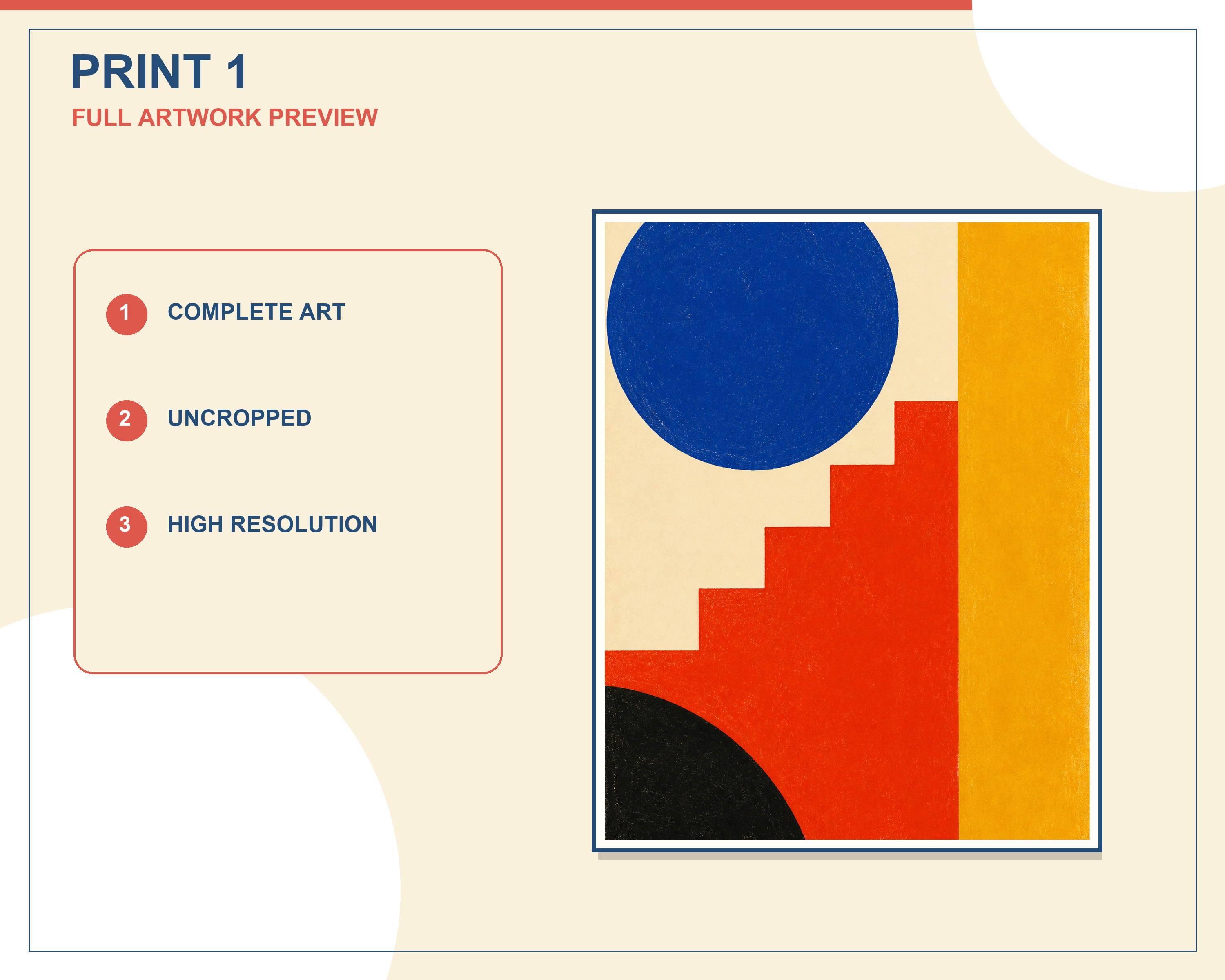 Full coordinated preview of the three bold Bauhaus geometric wall-art prints