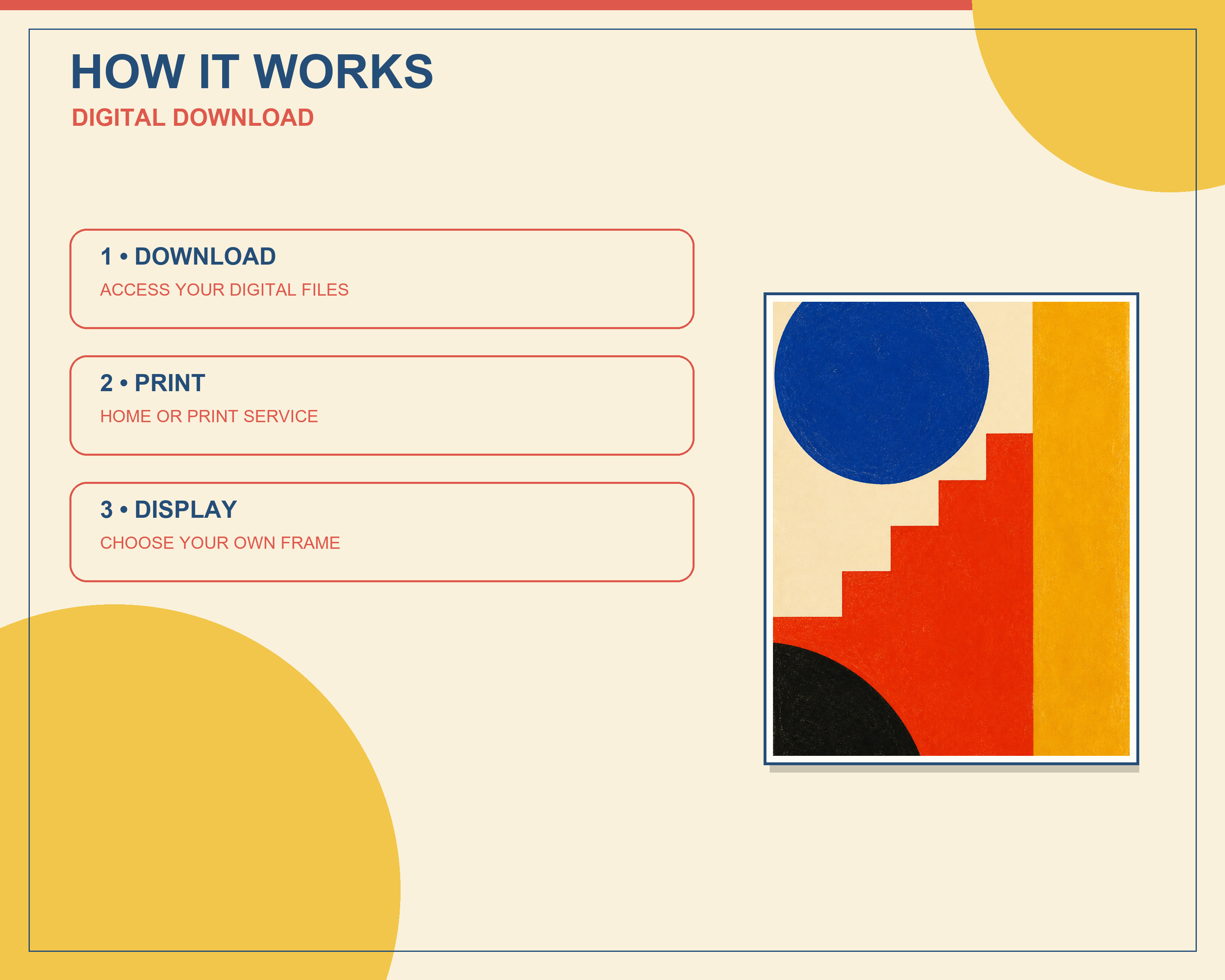 Three steps for downloading and printing the artwork