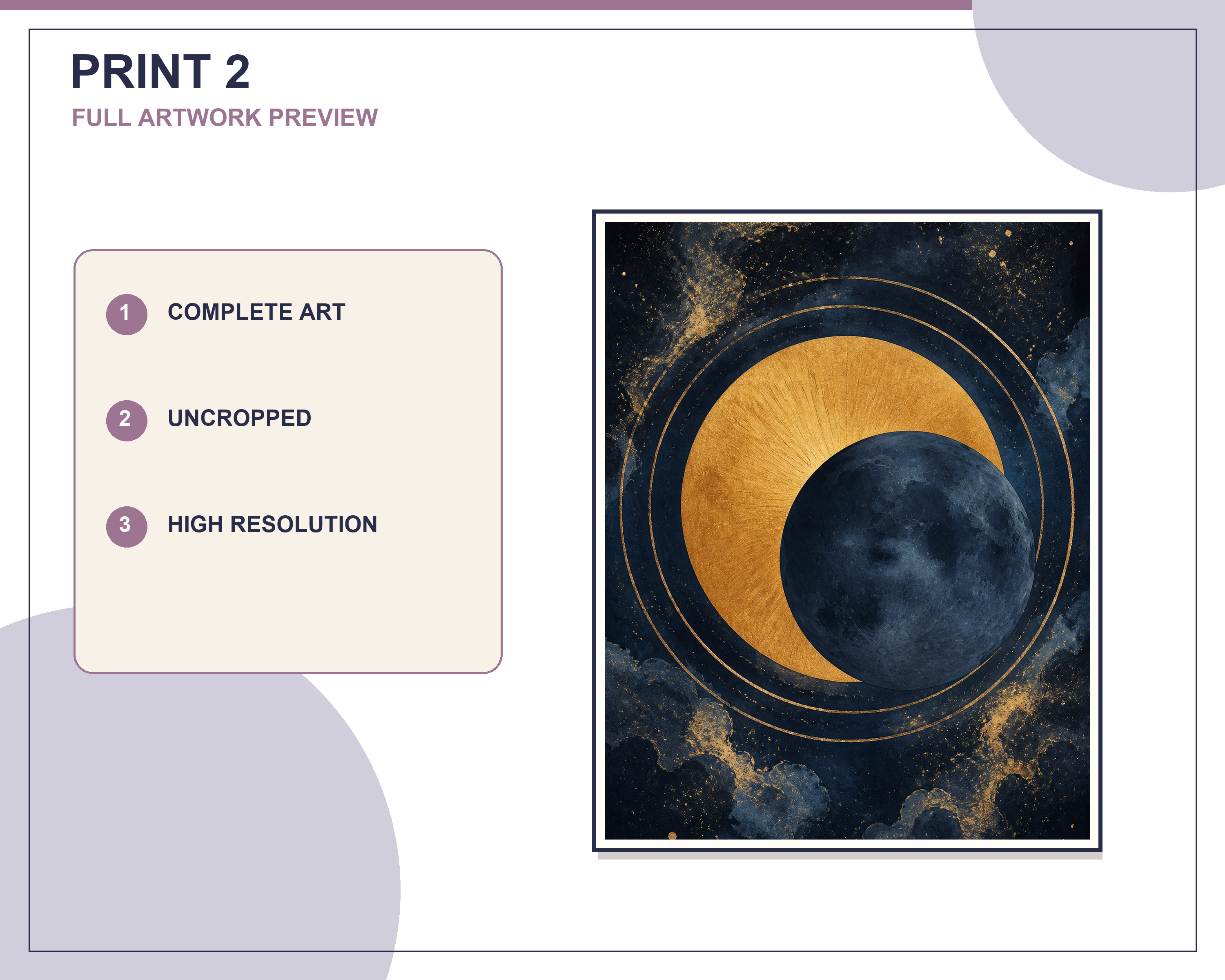 Exactly three printable artworks displayed in an angled contemporary living room